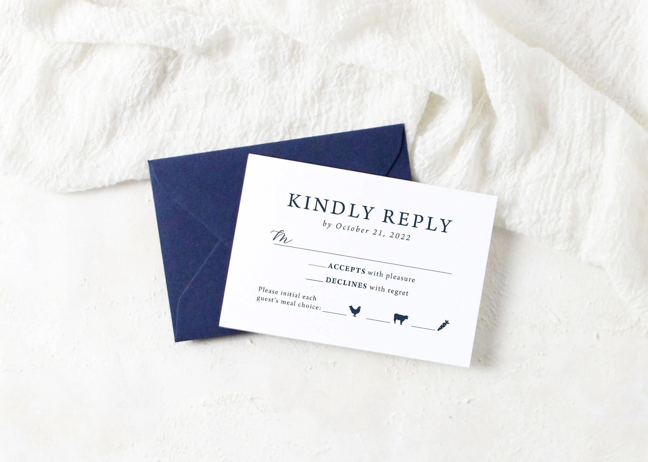 Skylar - Preppy Navy and Blush Wedding Invitation