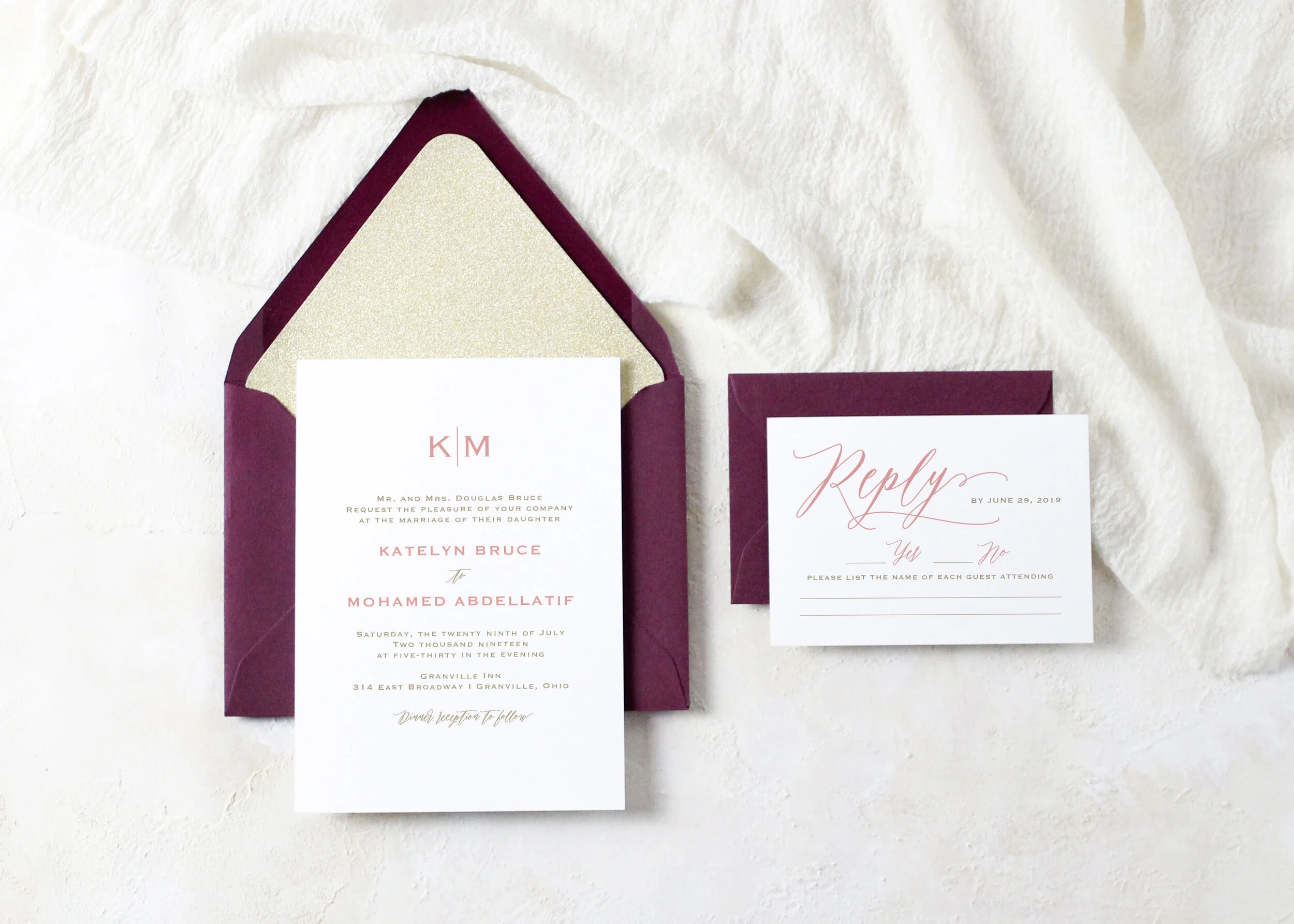 Katelyn - Modern Monogram Wedding Invitation