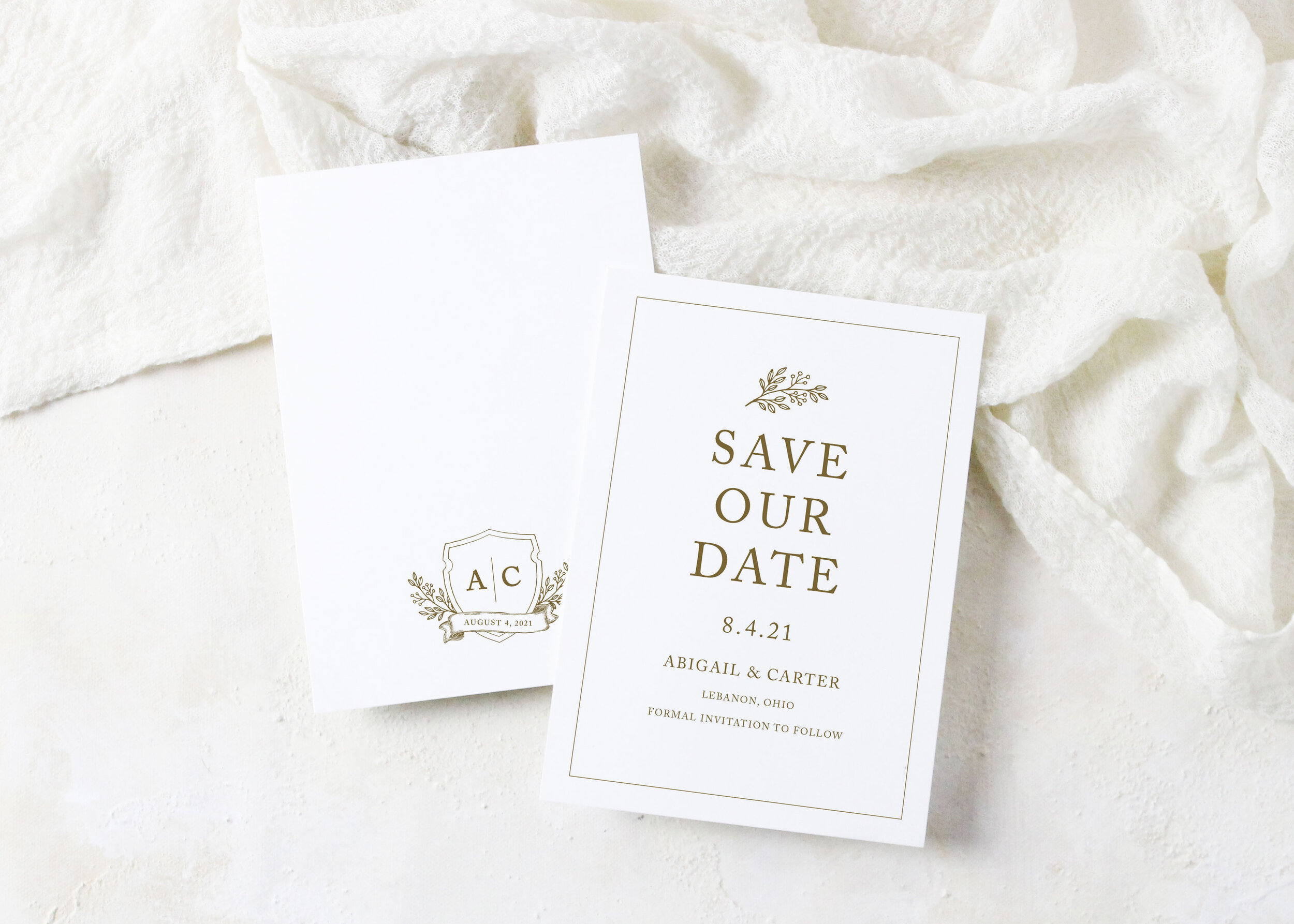Abigail - Floral Monogram Save the Date