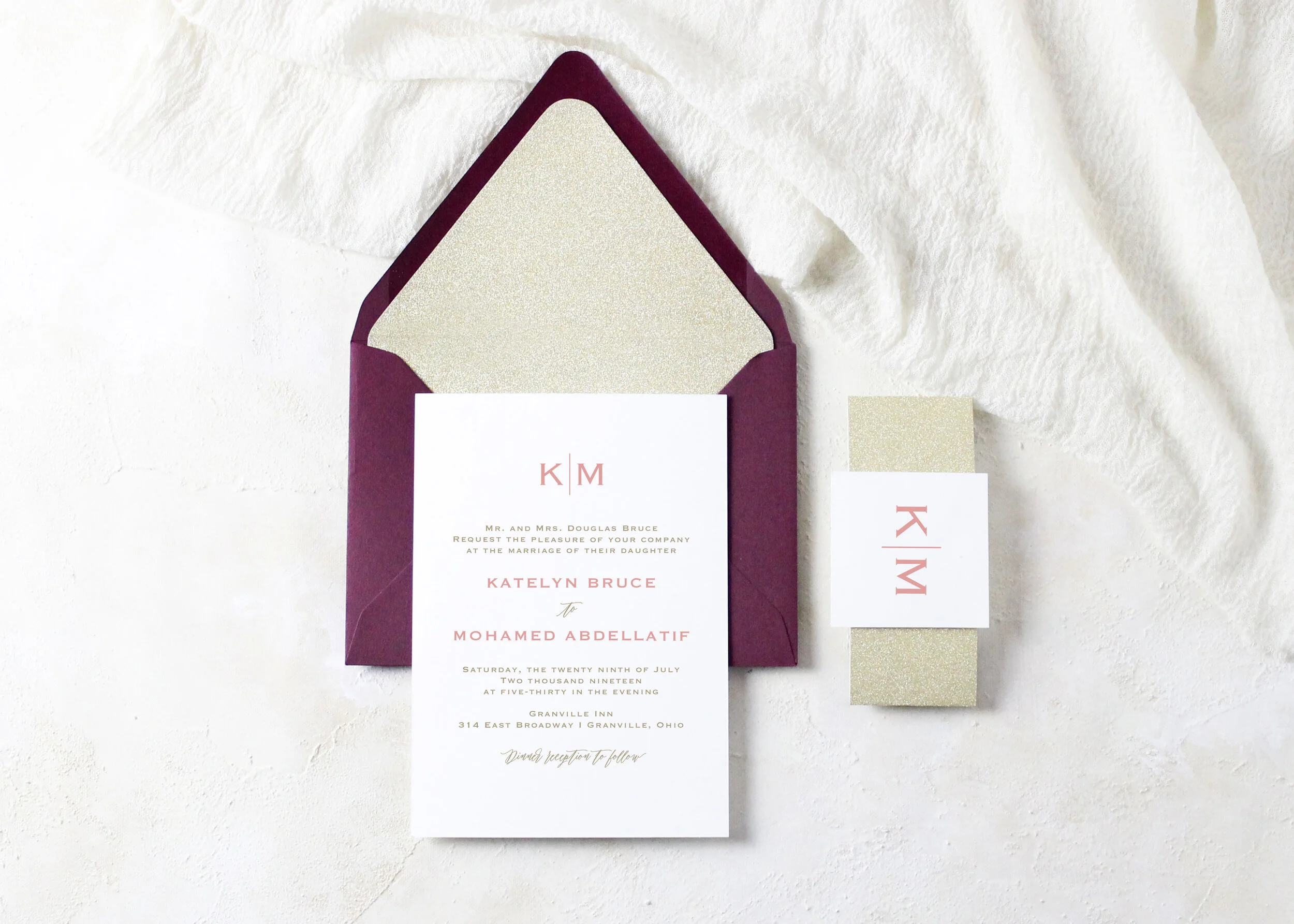 Katelyn - Modern Monogram Wedding Invitation
