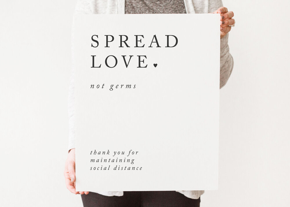 Printable Spread Love Not Germs Social Distancing Sign Ivory House Creative
