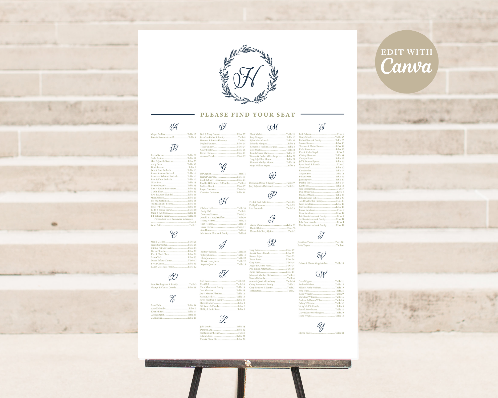 New! Editable Seating Charts on Etsy