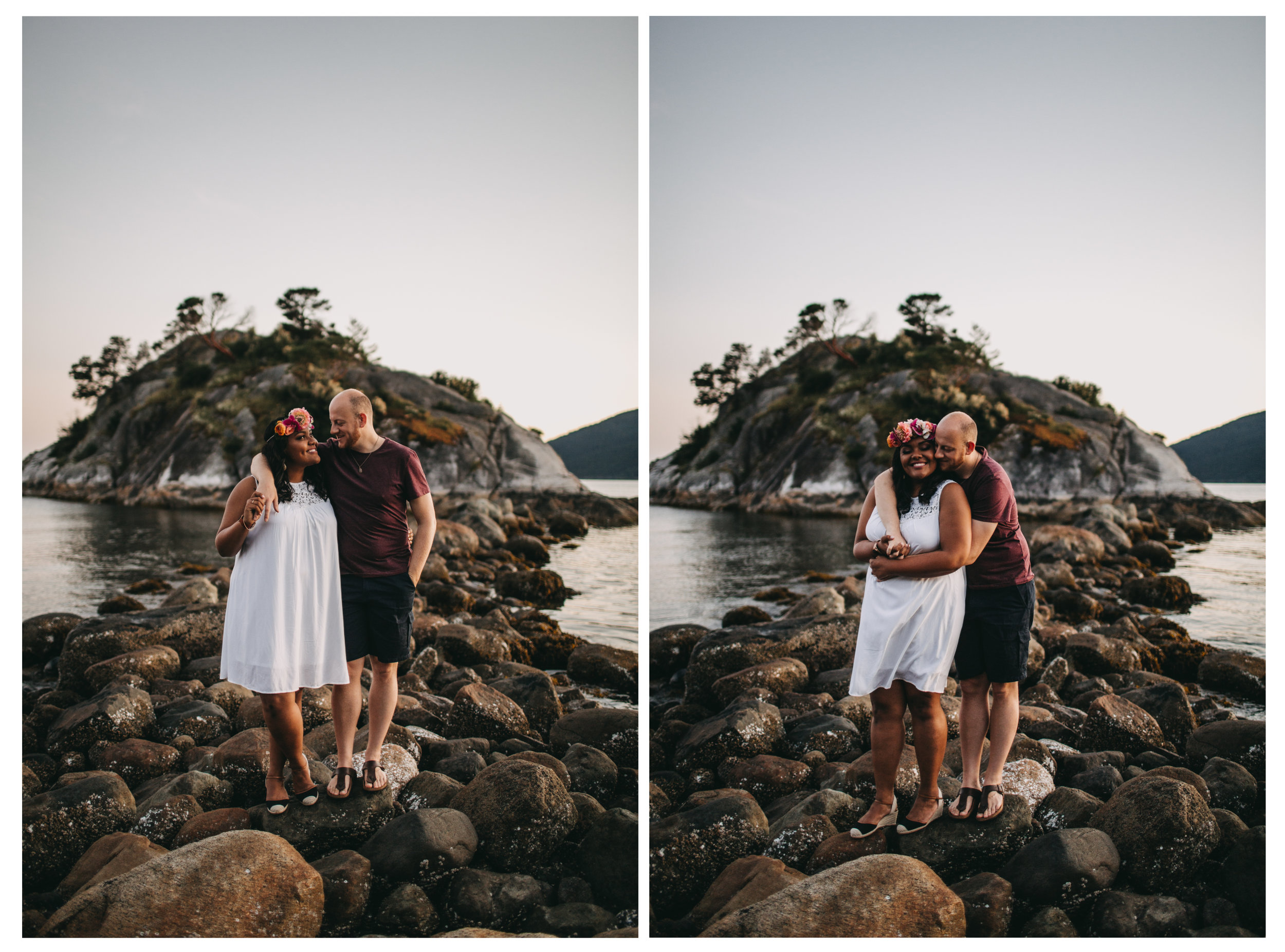 <img src="engagement.jpg" alt="couple standing on rocks at whytecliff park during sunset ">