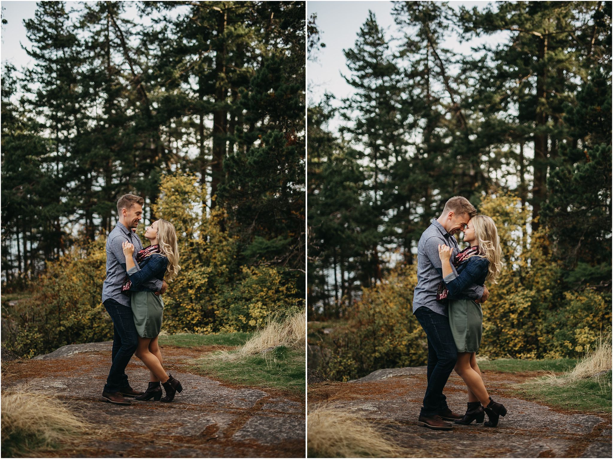 man and woman hugging engagement session