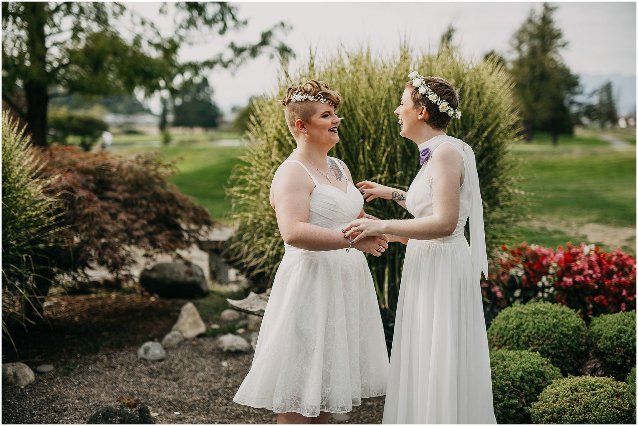 same sex wedding pitt meadows first look reactions