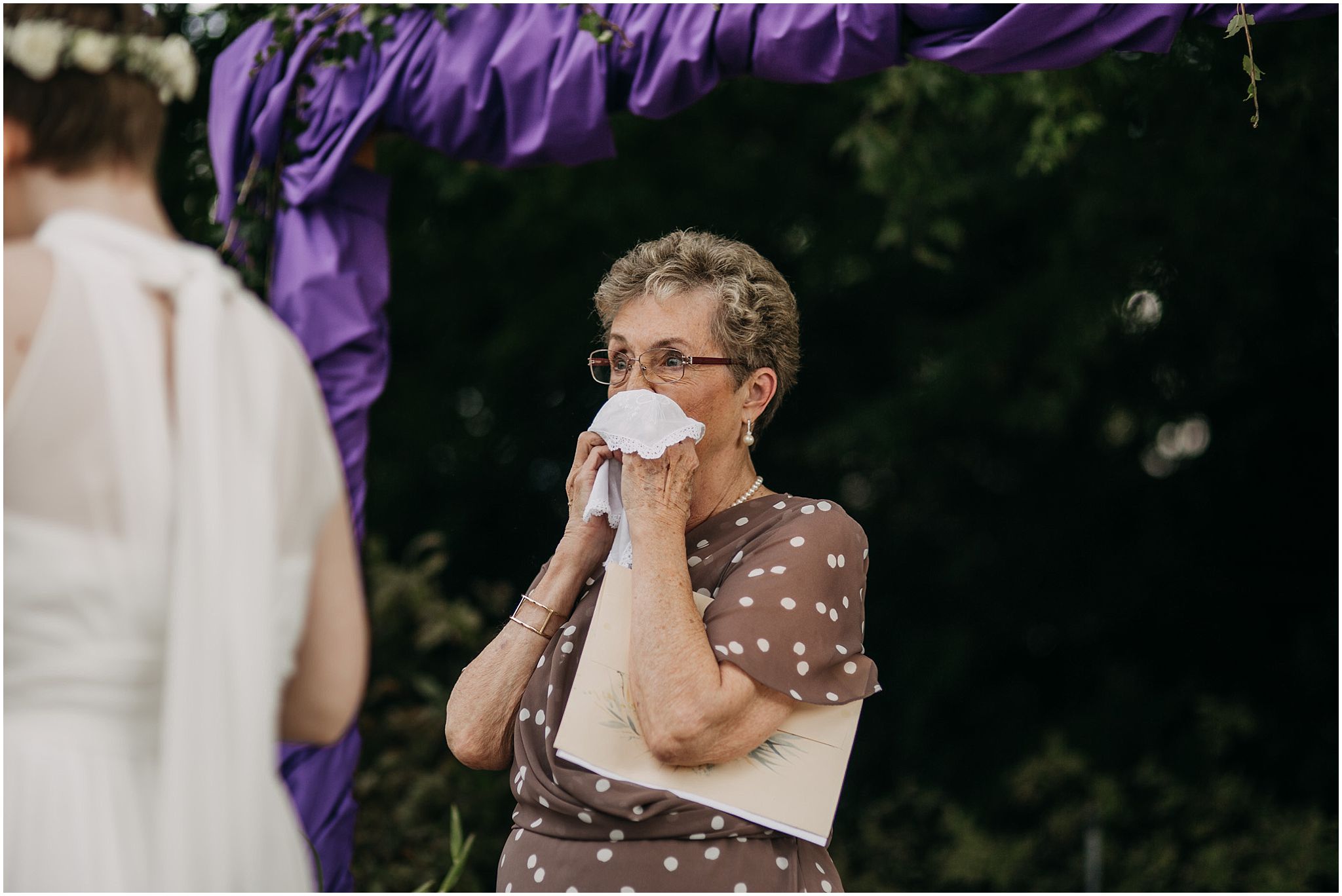 grandmother officiant crying wedding ceremony pitt meadows