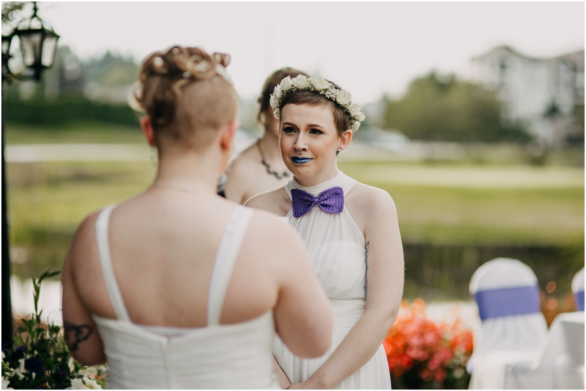 bride exchanging vows spouse reaction same sex couple