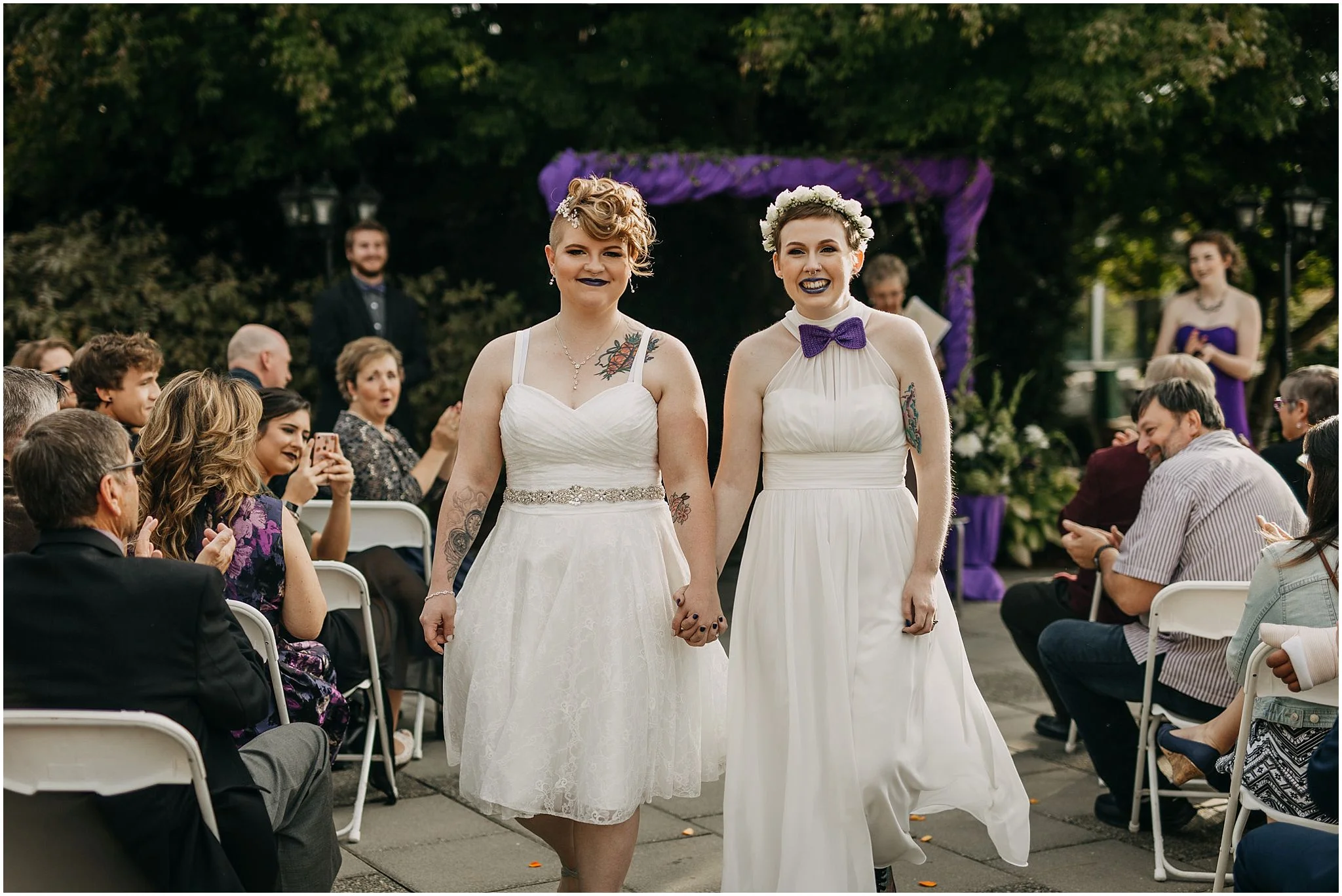 same sex couple wedding ceremony exit