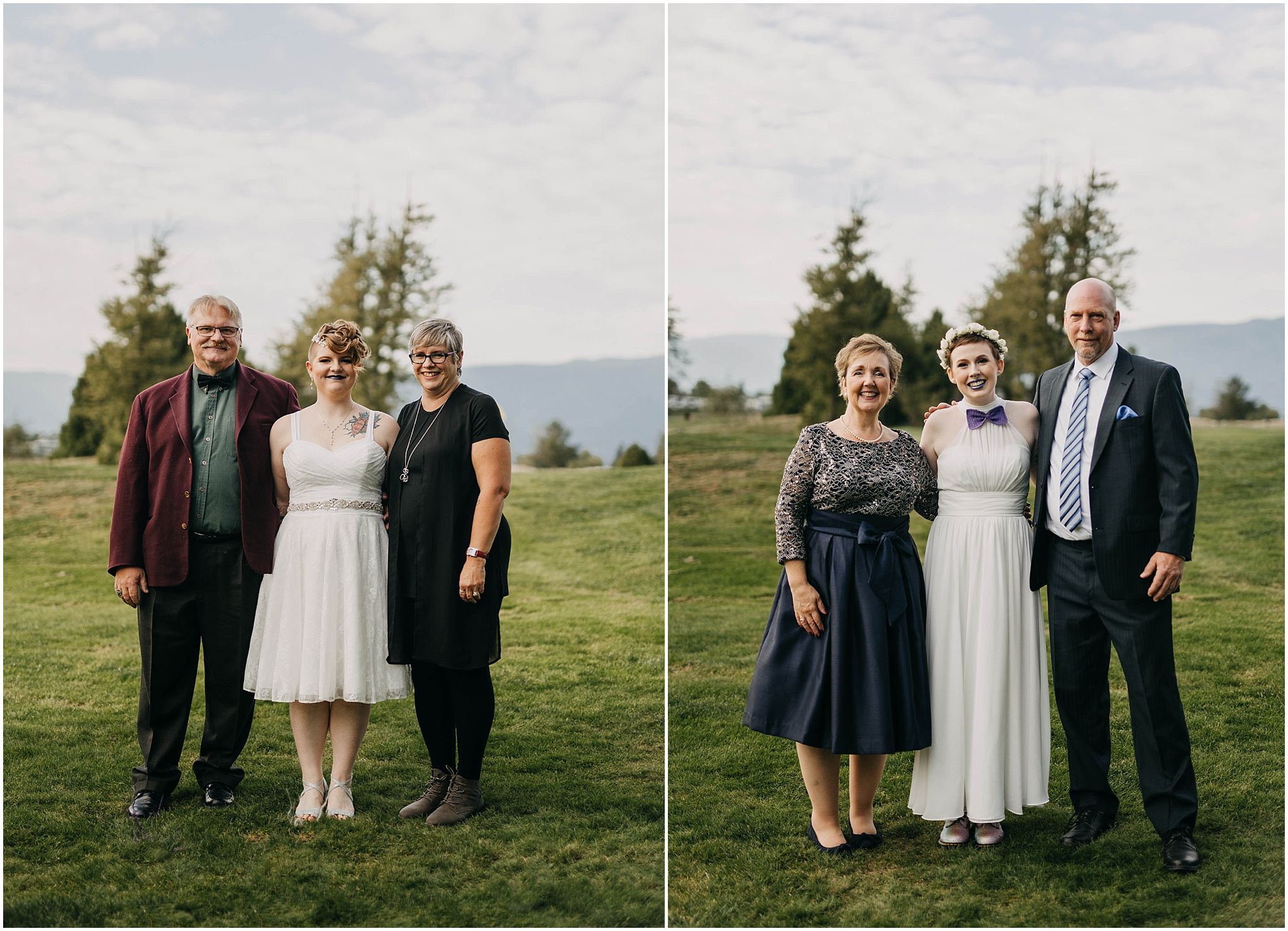 couple with family photos pitt meadows wedding