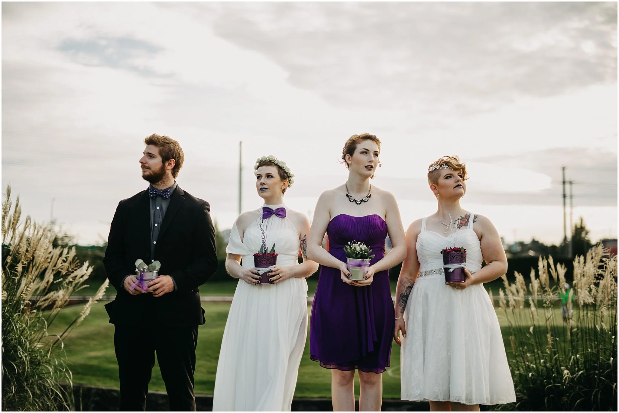 serious wedding party photo cactus pitt meadows wedding