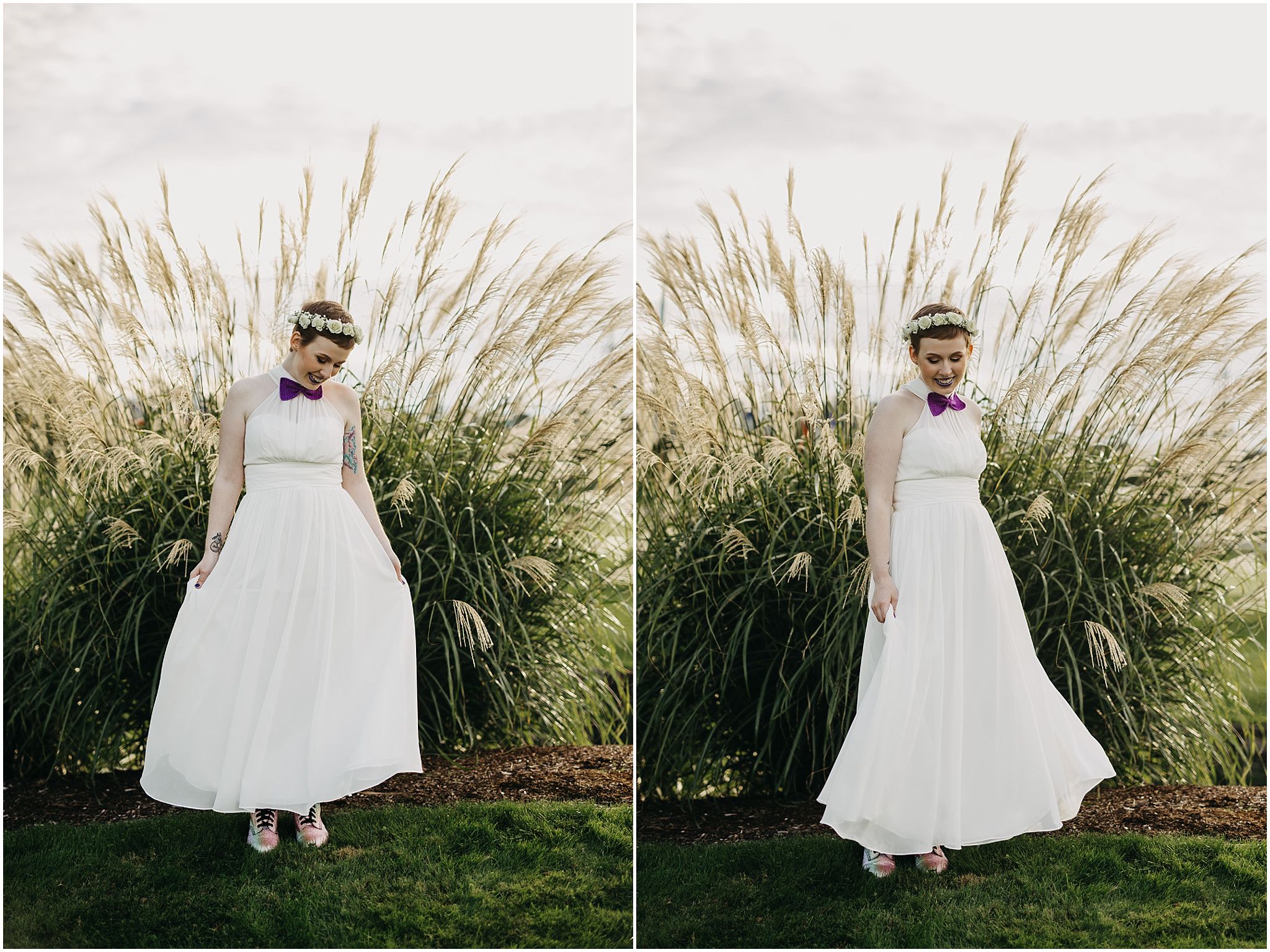 bride spinning wedding dress outdoor pitt meadows wedding