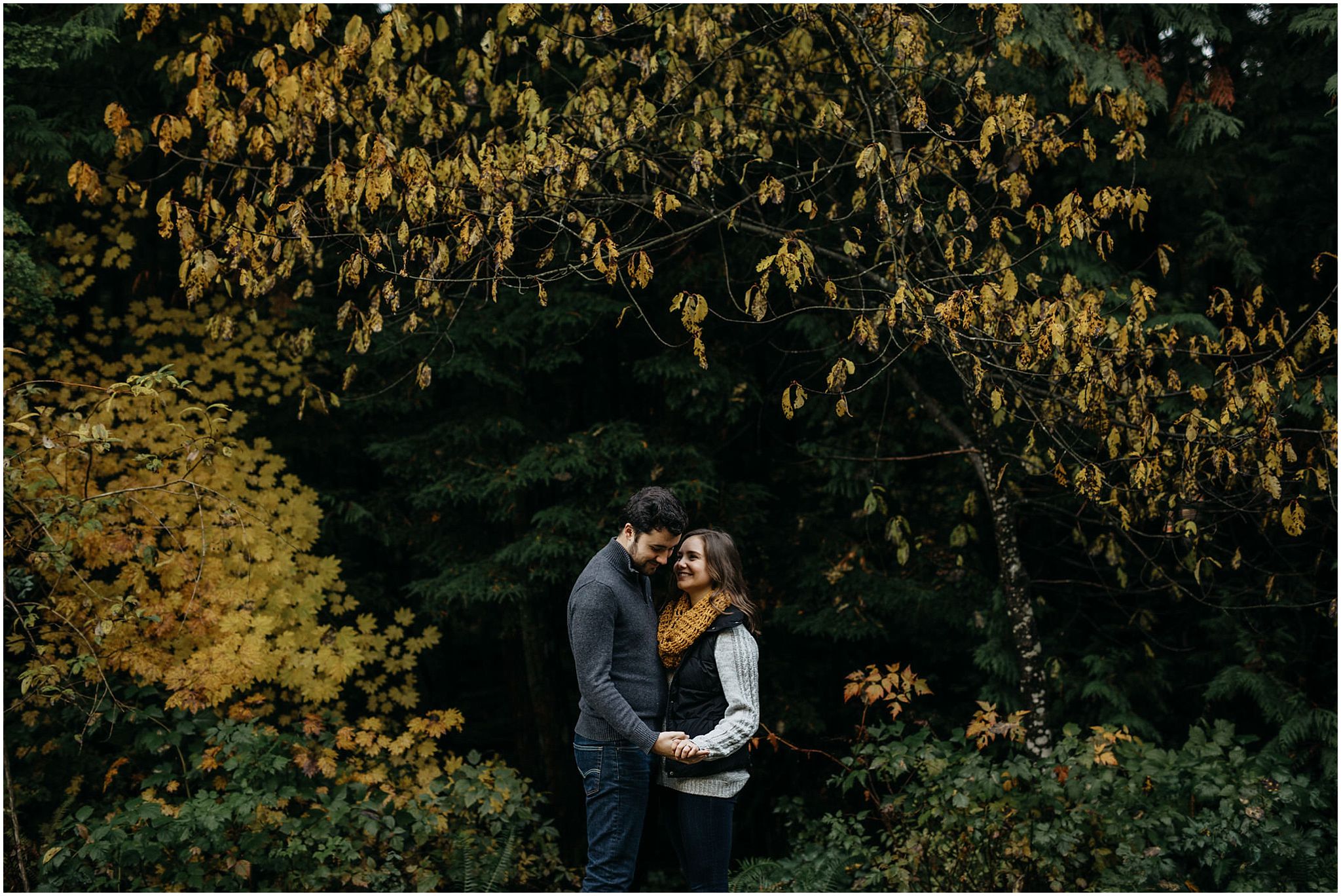 fall autumn leaves colourful engagement session