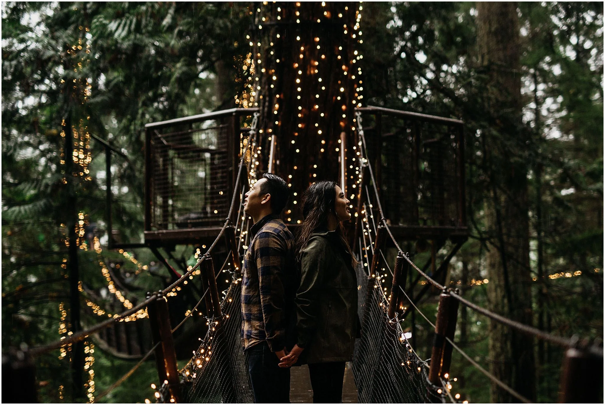 capilano suspension bridge canyon lights treetop adventures engagement