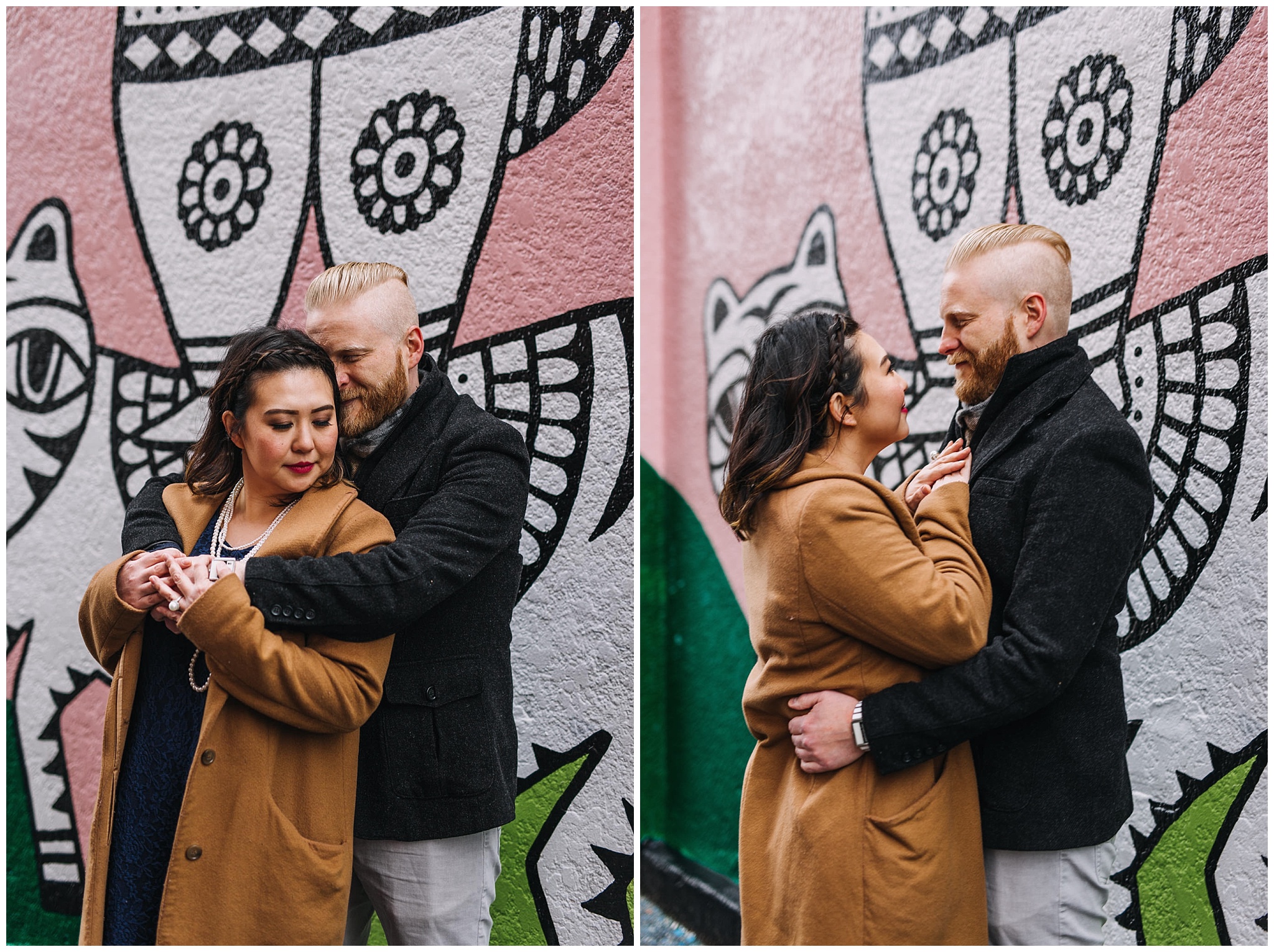 couple in front of mural vancouver mural festival sandeep johal art