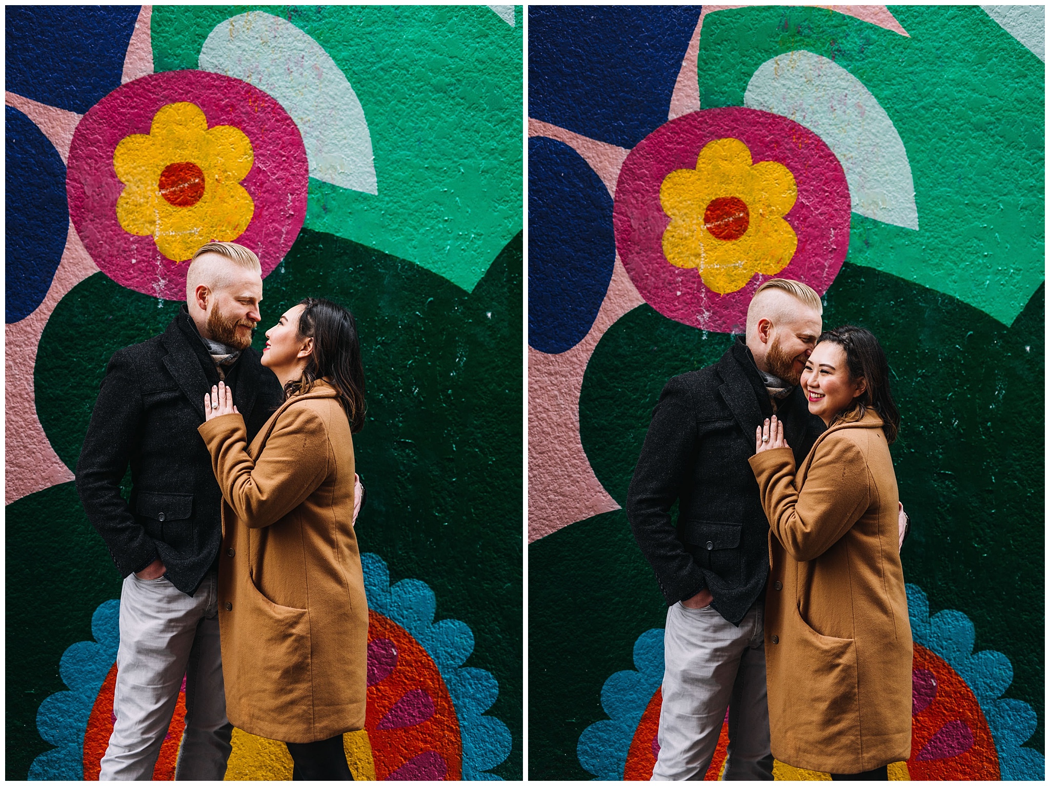 vancouver mural festival engagement photos couple sandeep johal art