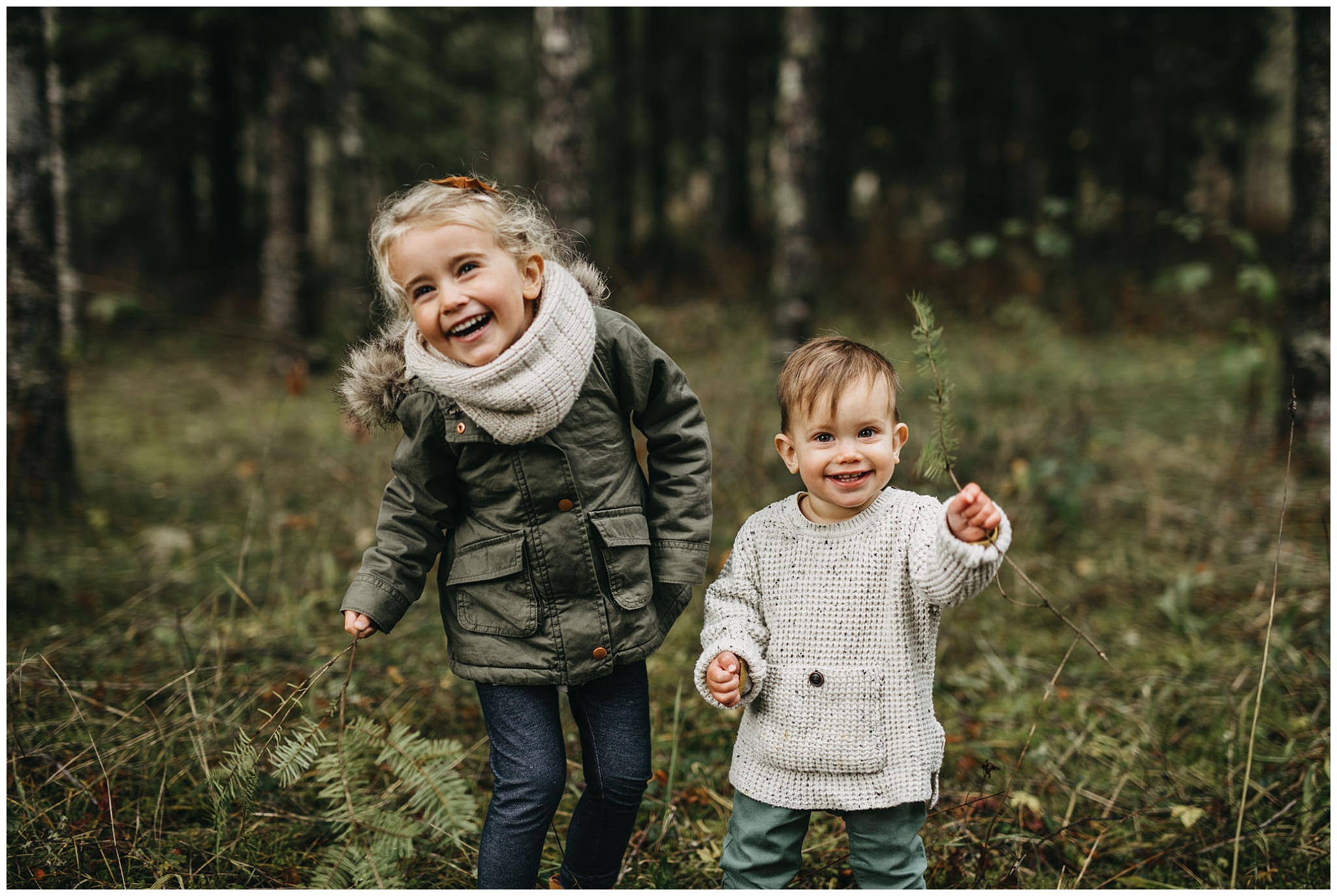 brother sister playing laughing candid family photos chilliwack forest