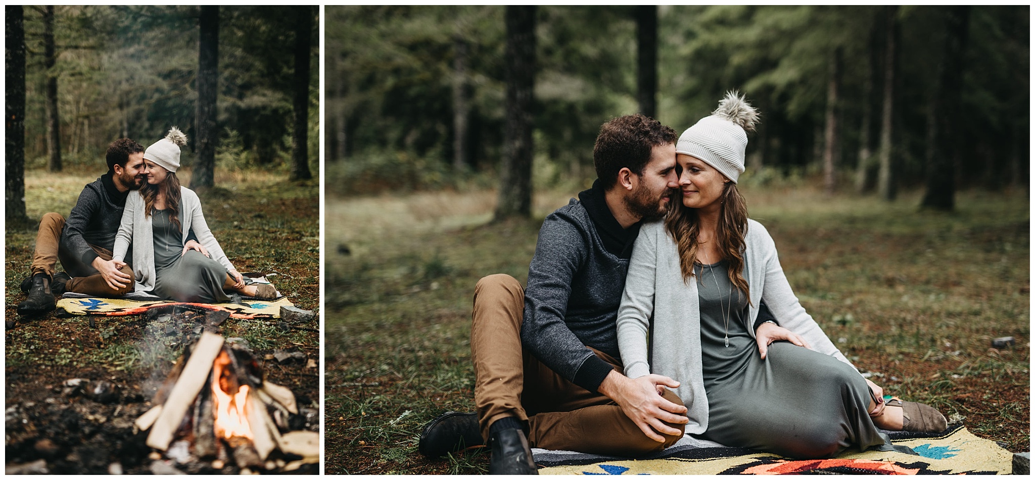 couple parents family photos chilliwack forest campfire blanket