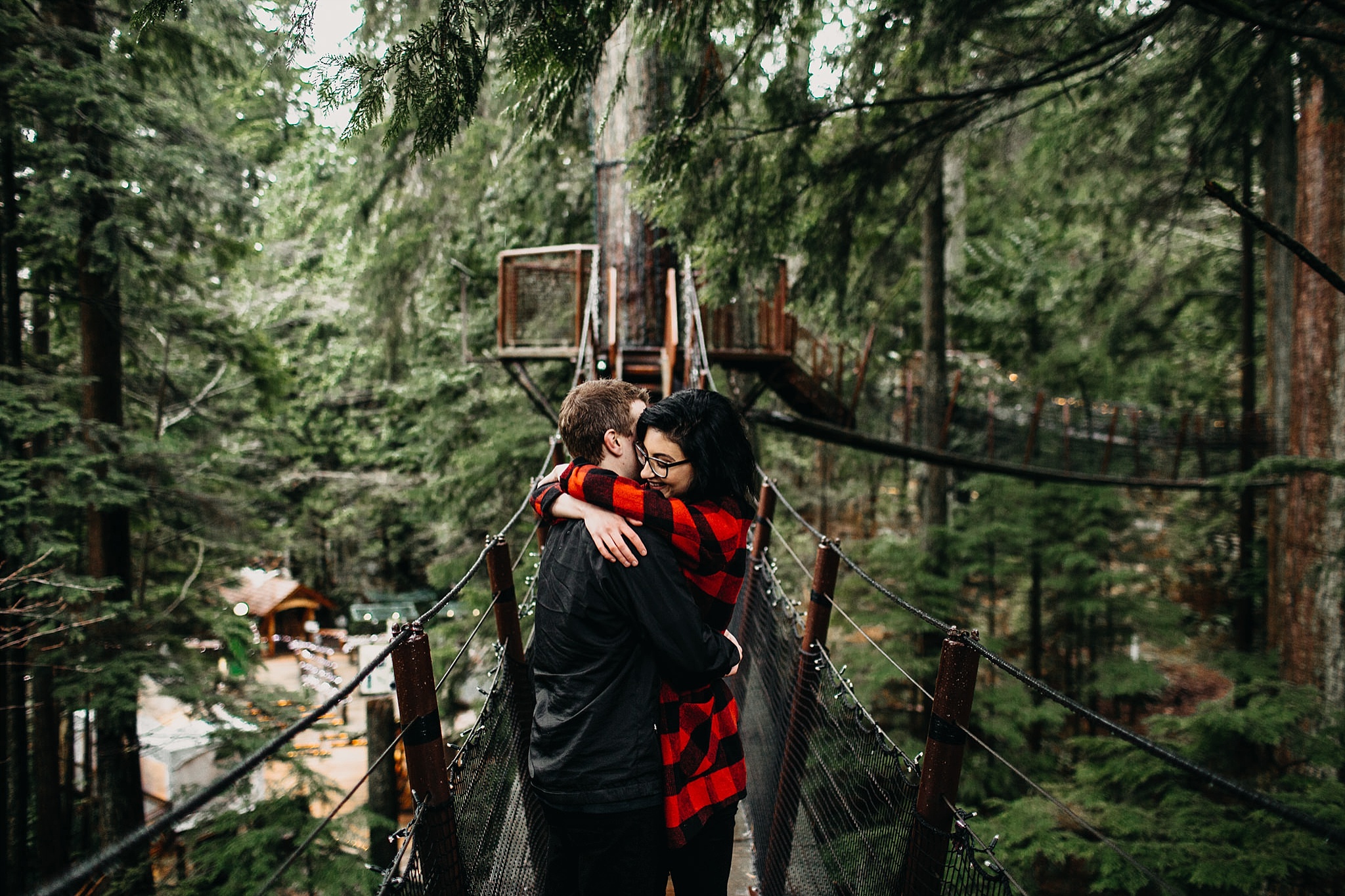 couple engagement photos tree top adventures capilano suspension bridge
