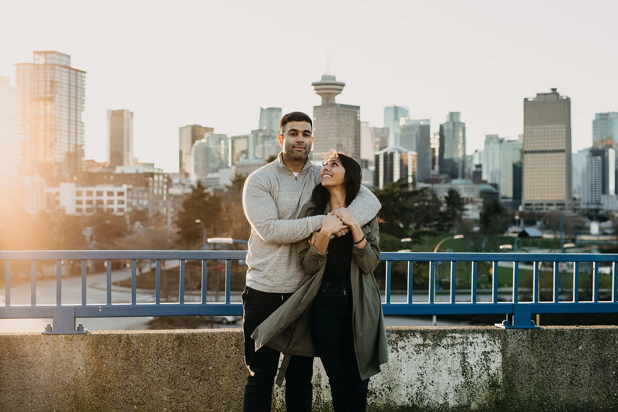 couple engagement session downtown vancouver crab park