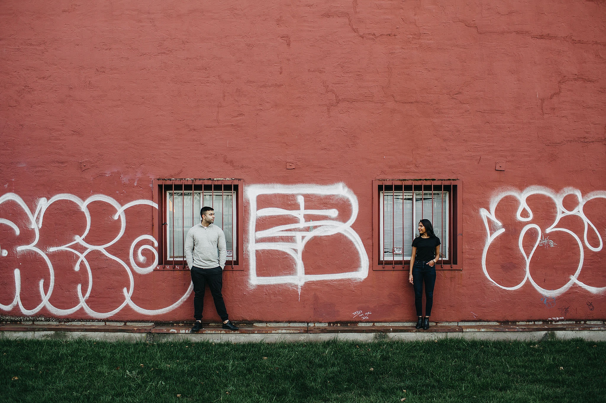 urban city graffiti wall vancouver downtown engagement session