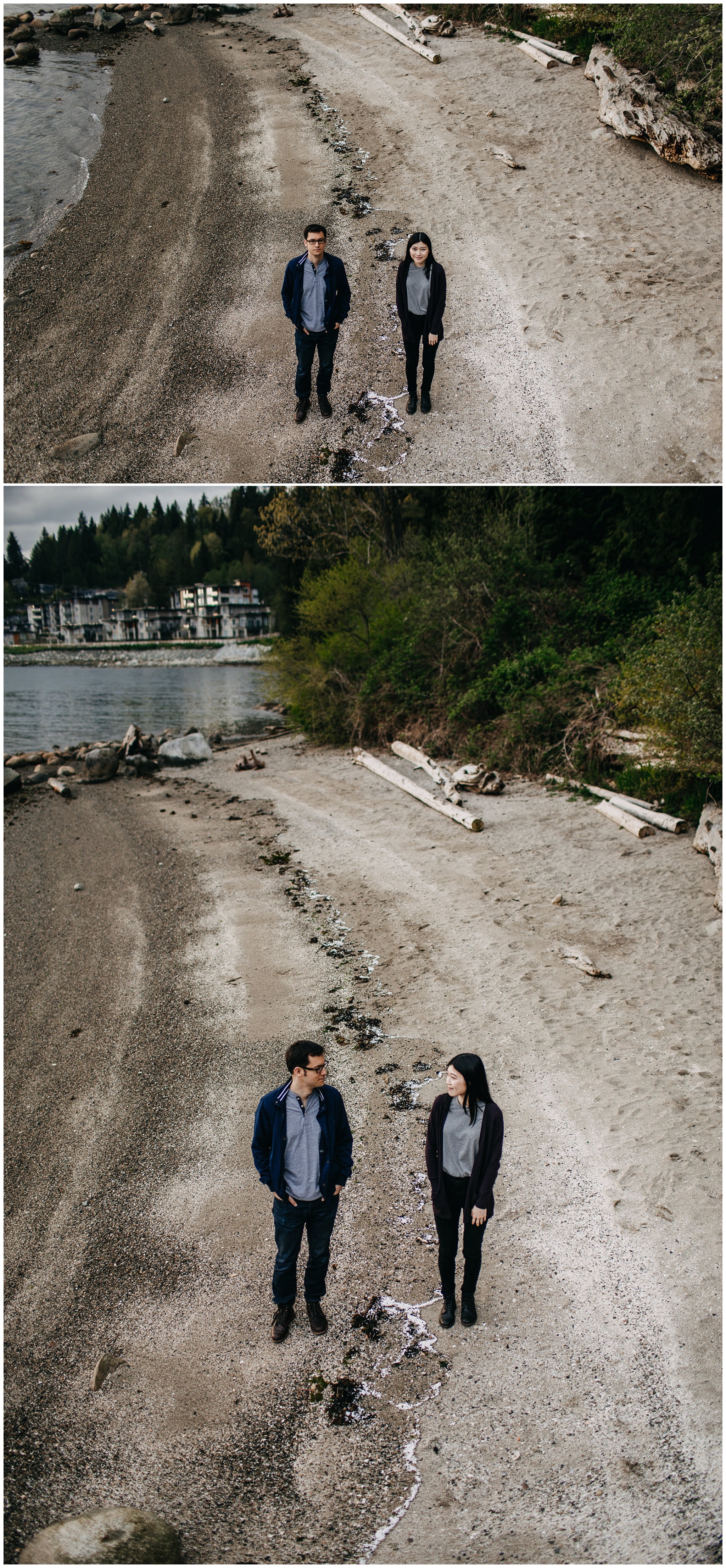 couple sand beach sunset north vancouver engagement photos