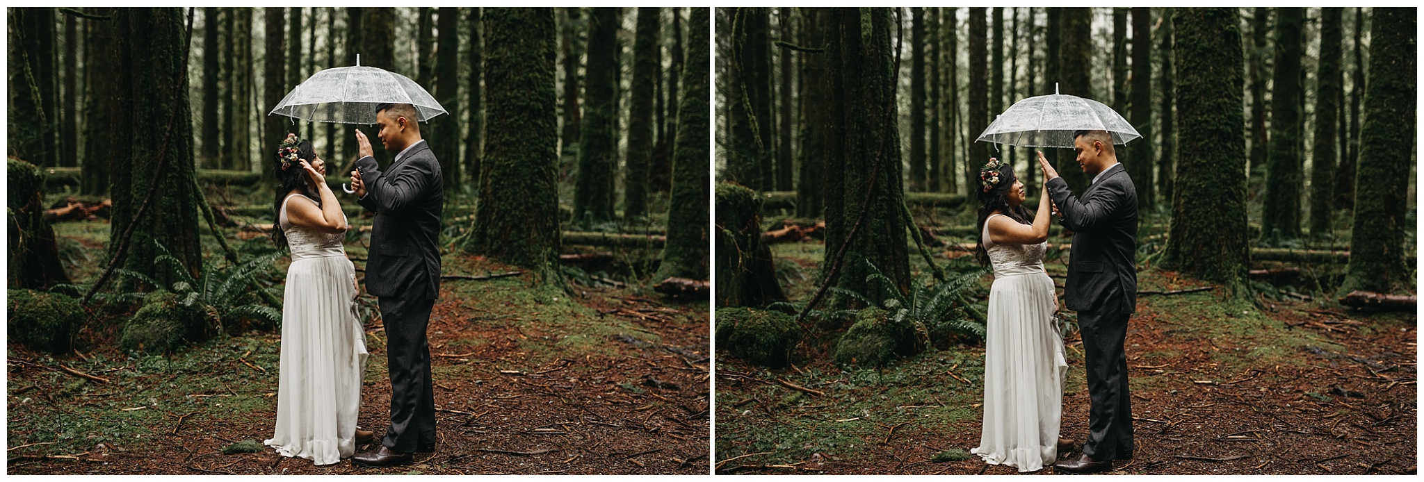 bride groom high five private moment intimate golden ears wedding rainy pnw