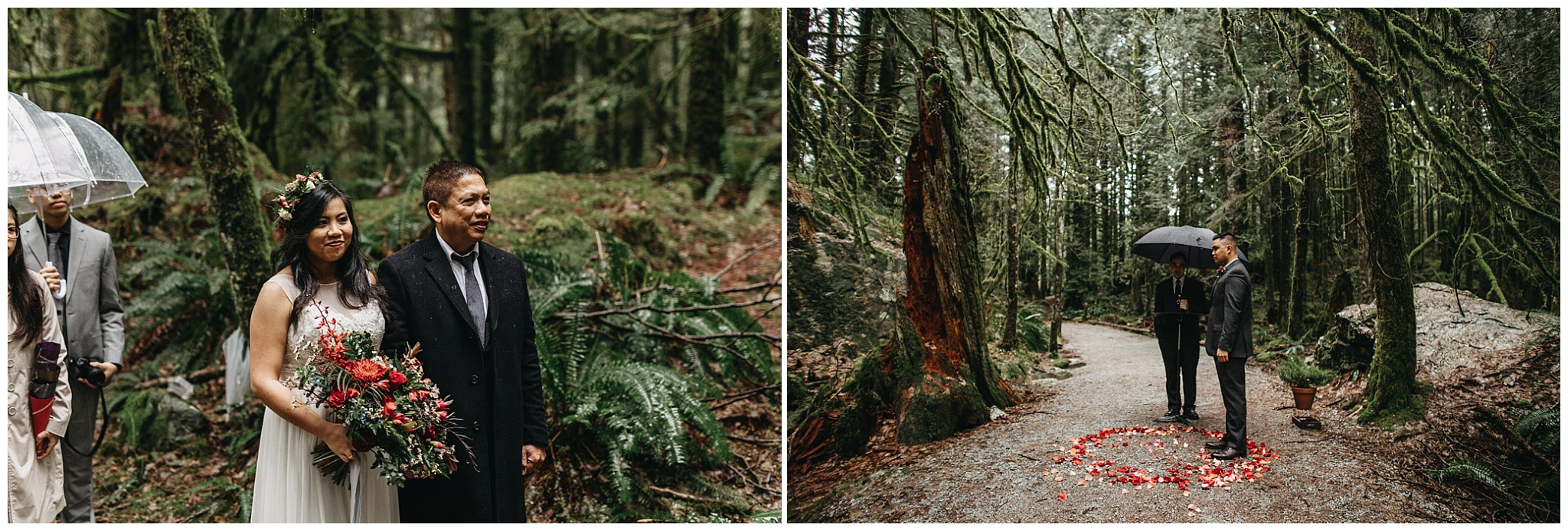 groom waiting for bride forest ceremony intimate wedding golden ears park