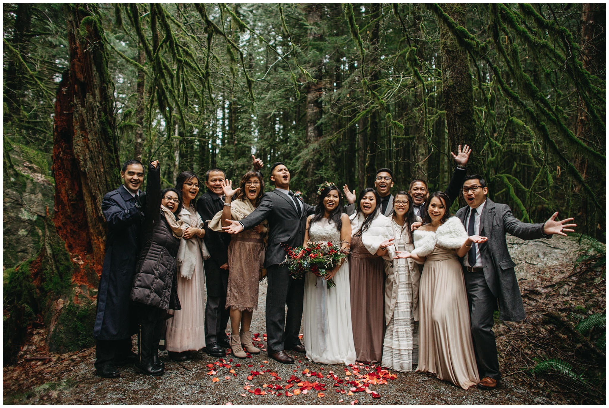 family photo wedding intimate forest wedding golden ears
