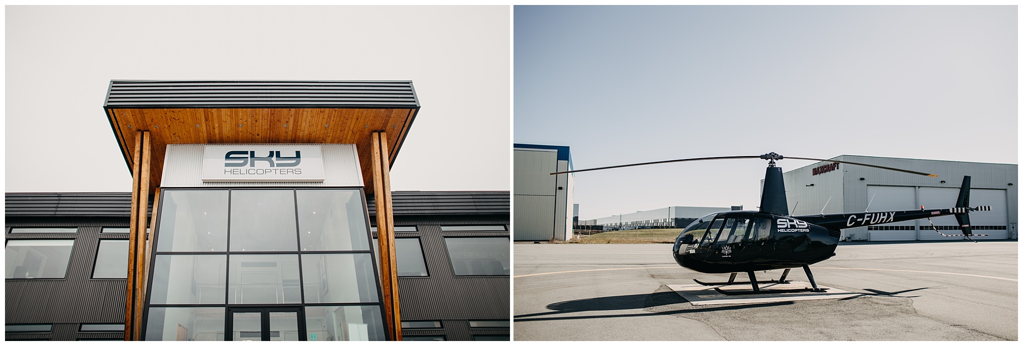 sky helicopters sky hangar wedding bride groom portraits