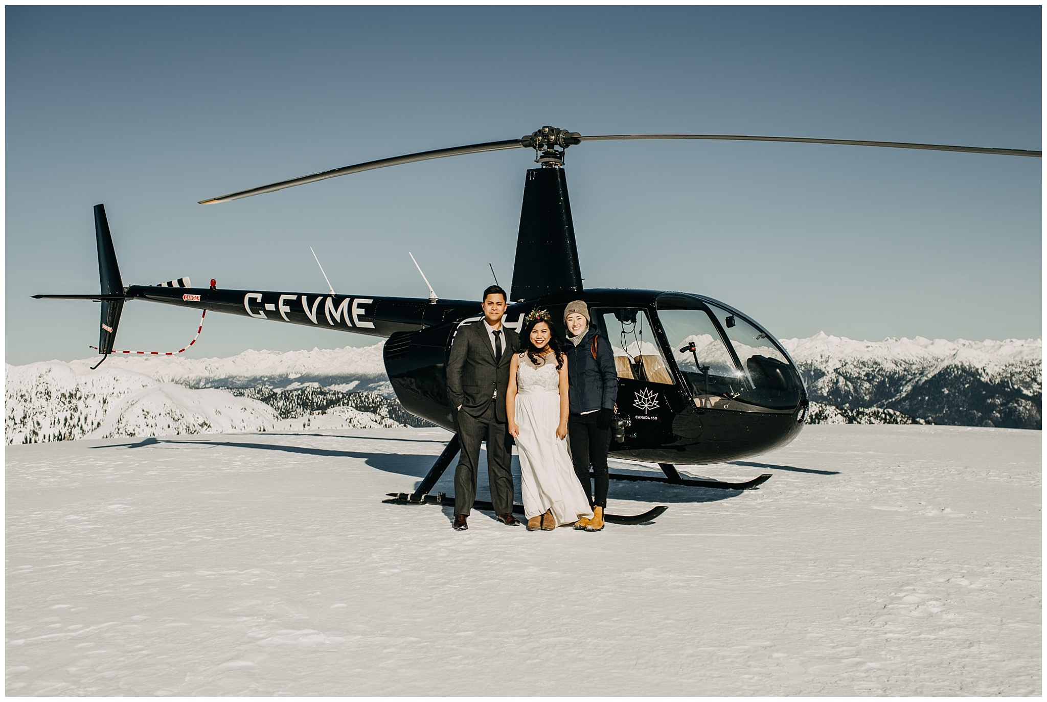 sky helicopter bride groom photographer wedding day portraits