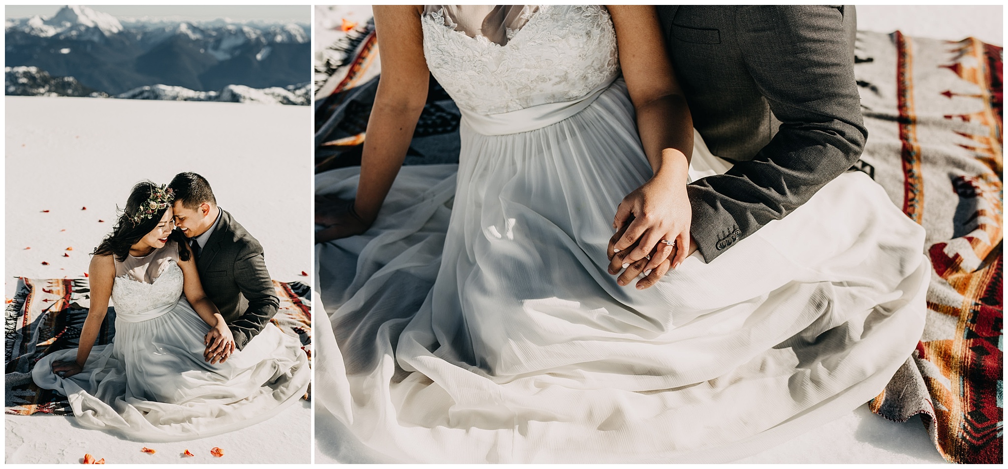 bride groom sitting on sackcloth and ashes blanket mountaintop wedding sky helicopters