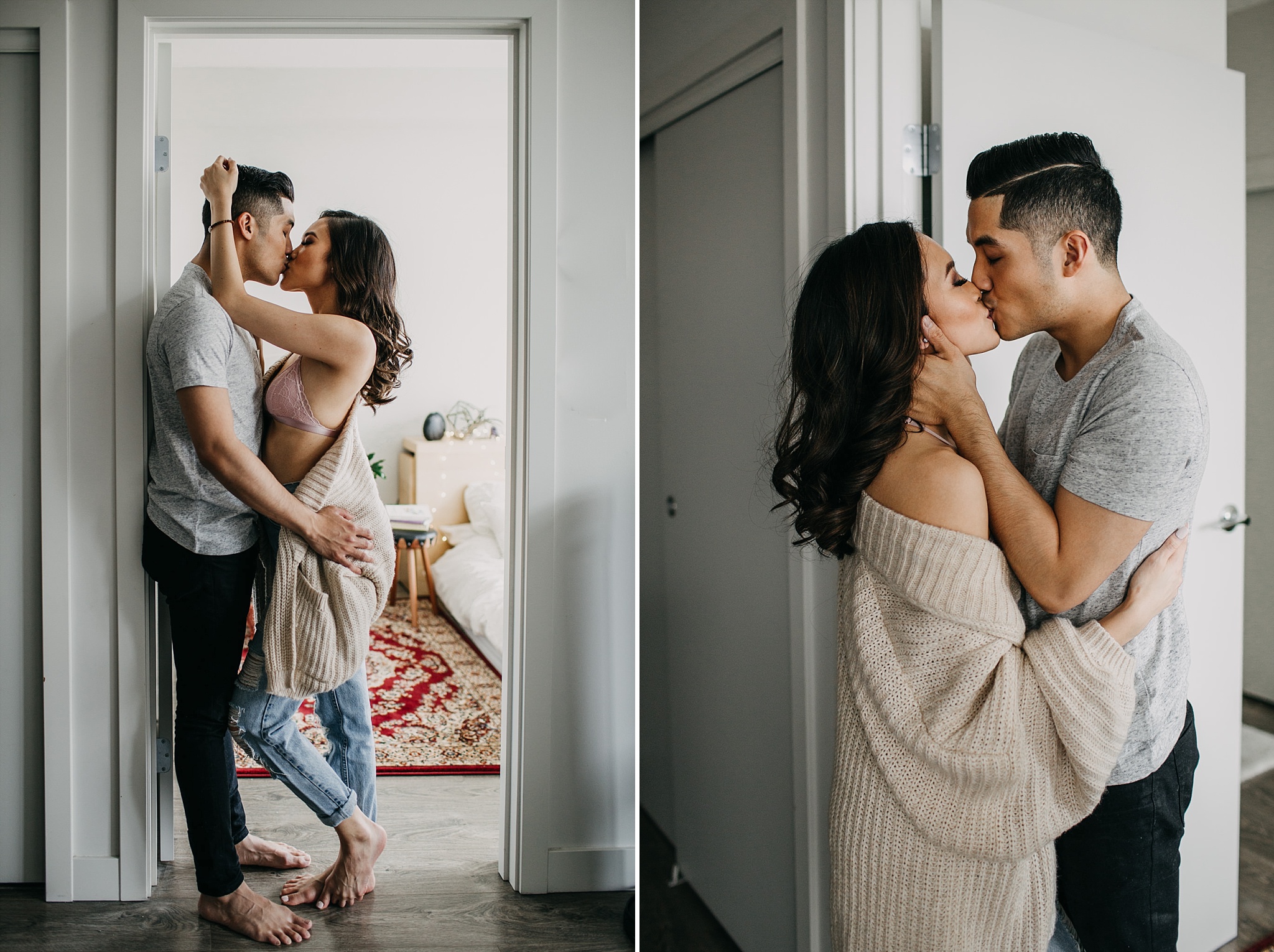 intimate sexy couple in home session couples boudoir vancouver engagement