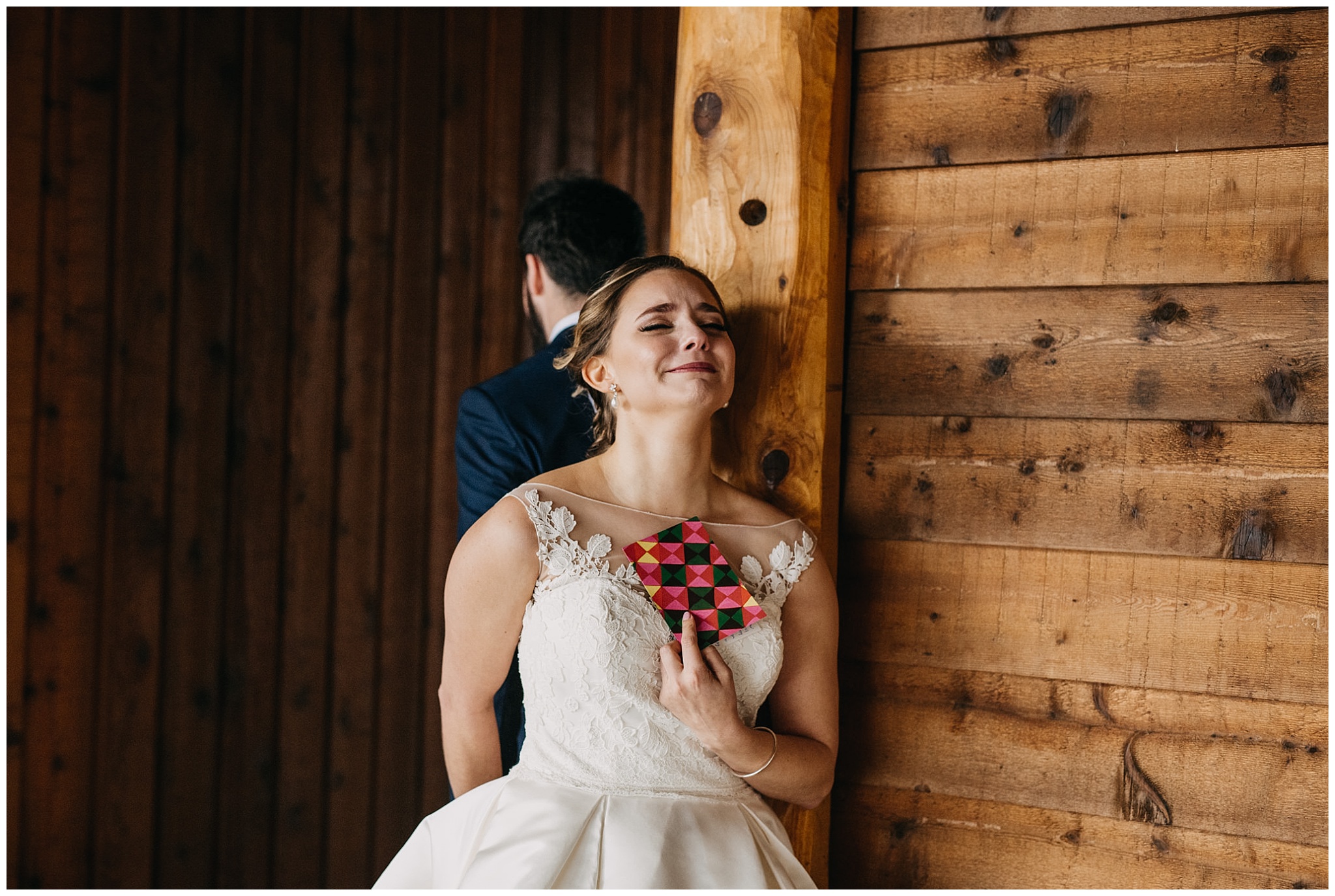 bride first look reaction at fraser river lodge wedding