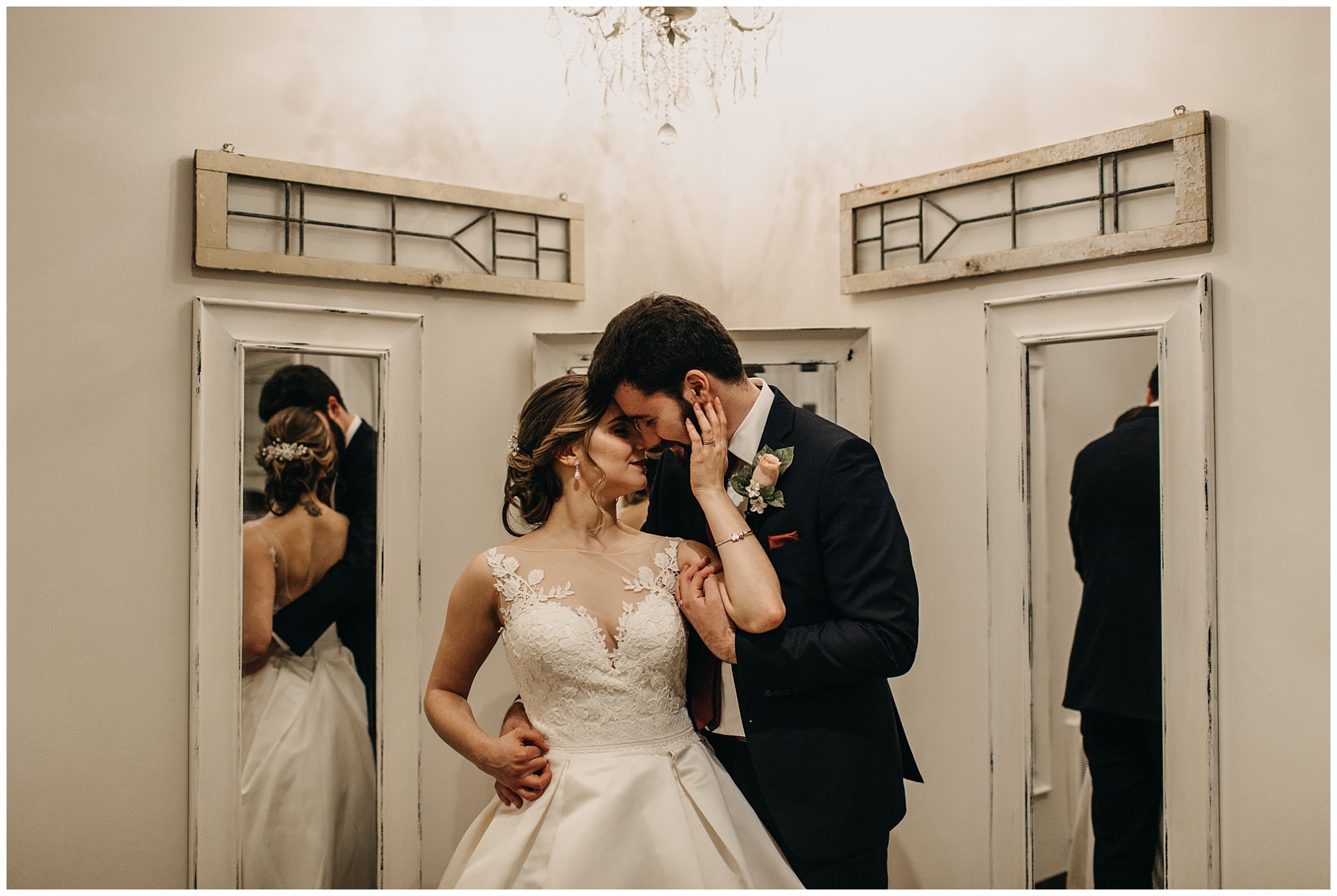 bride and groom portrait in bridal suite at fraser river lodge wedding