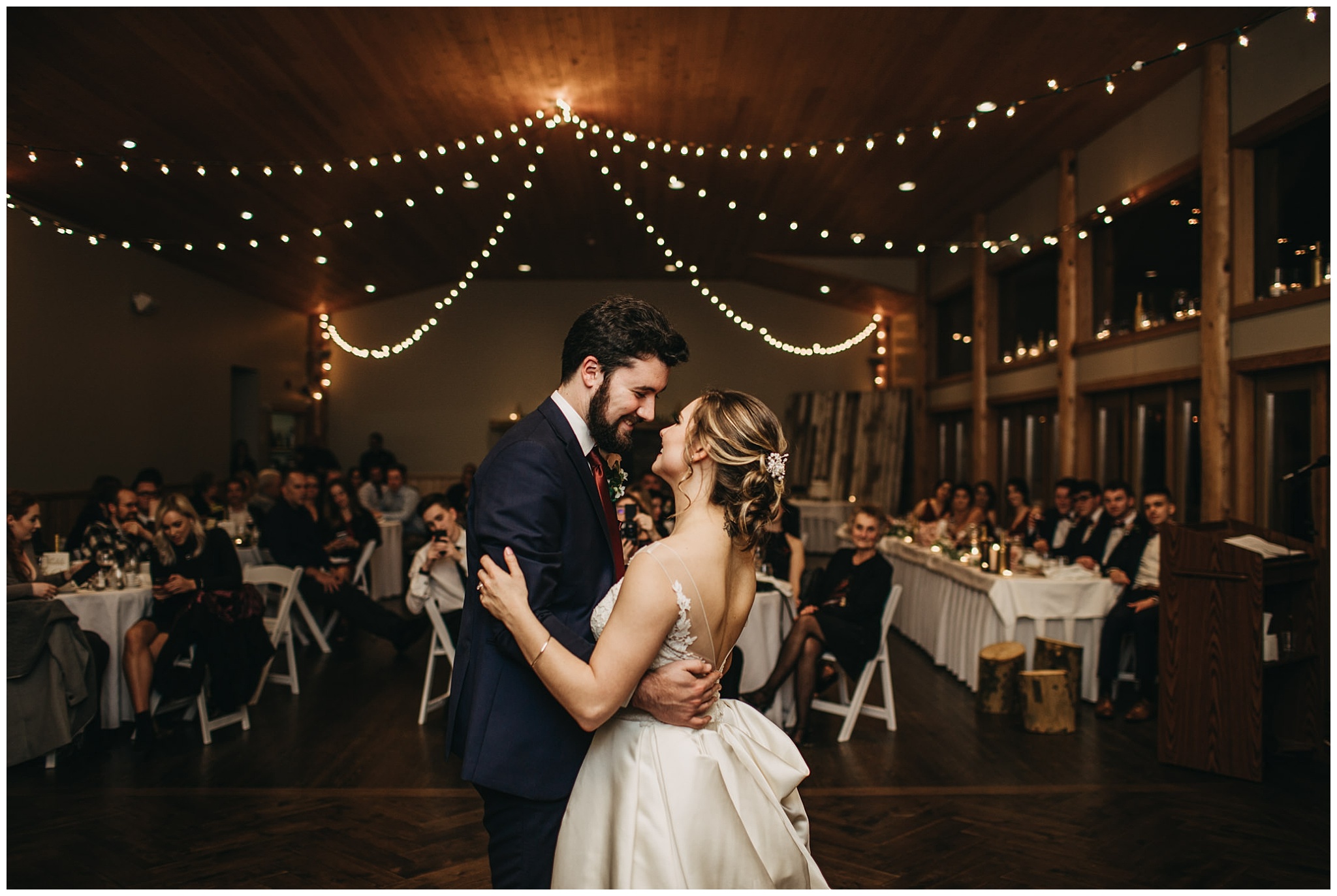 bride and groom first dance at fraser river lodge wedding