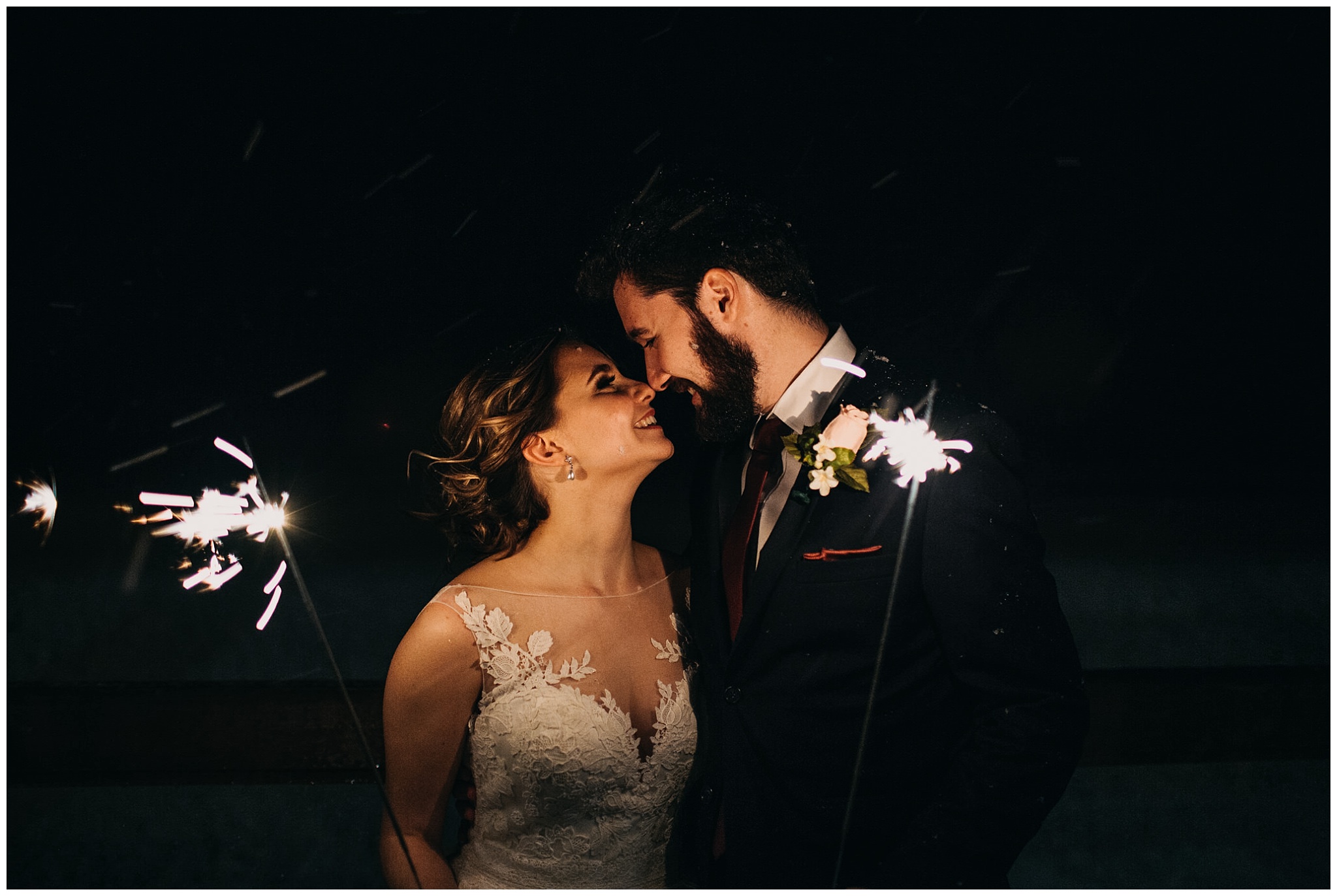 bride and groom sparkler exit at fraser river lodge wedding