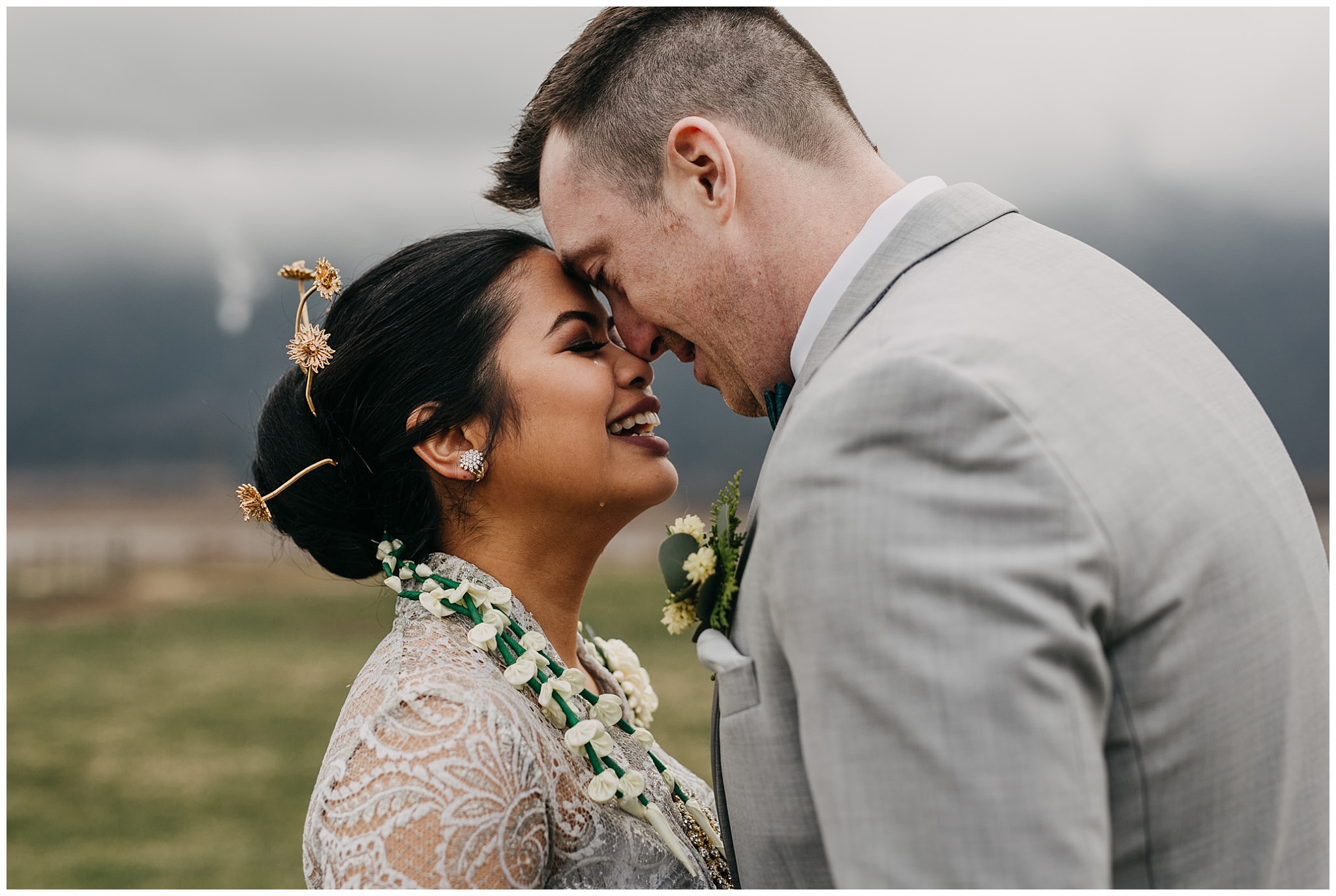 emotional bride and groom first look reaction at fraser river lodge wedding