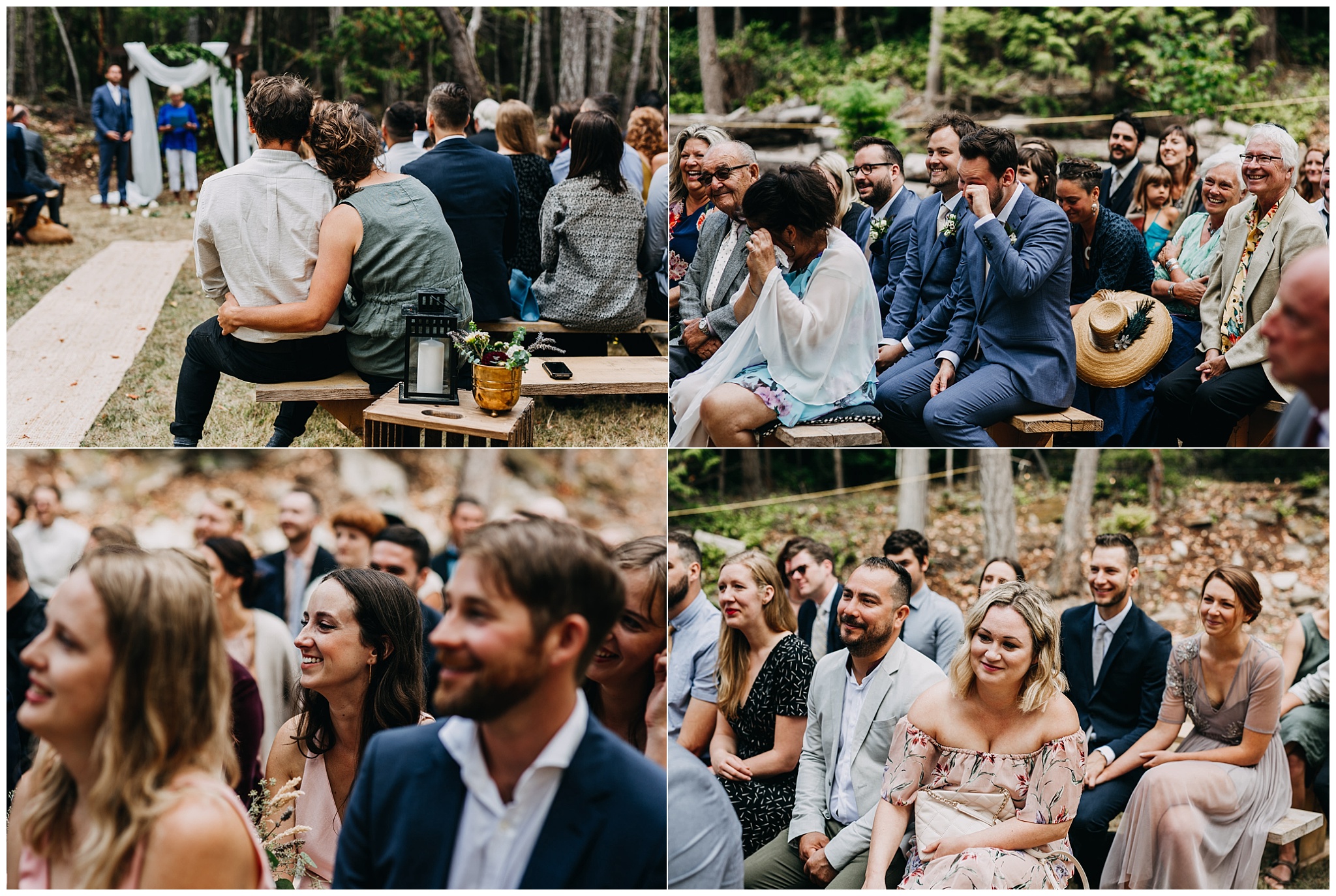 guests reaction at unplugged ceremony at intimate mayne island backyard wedding