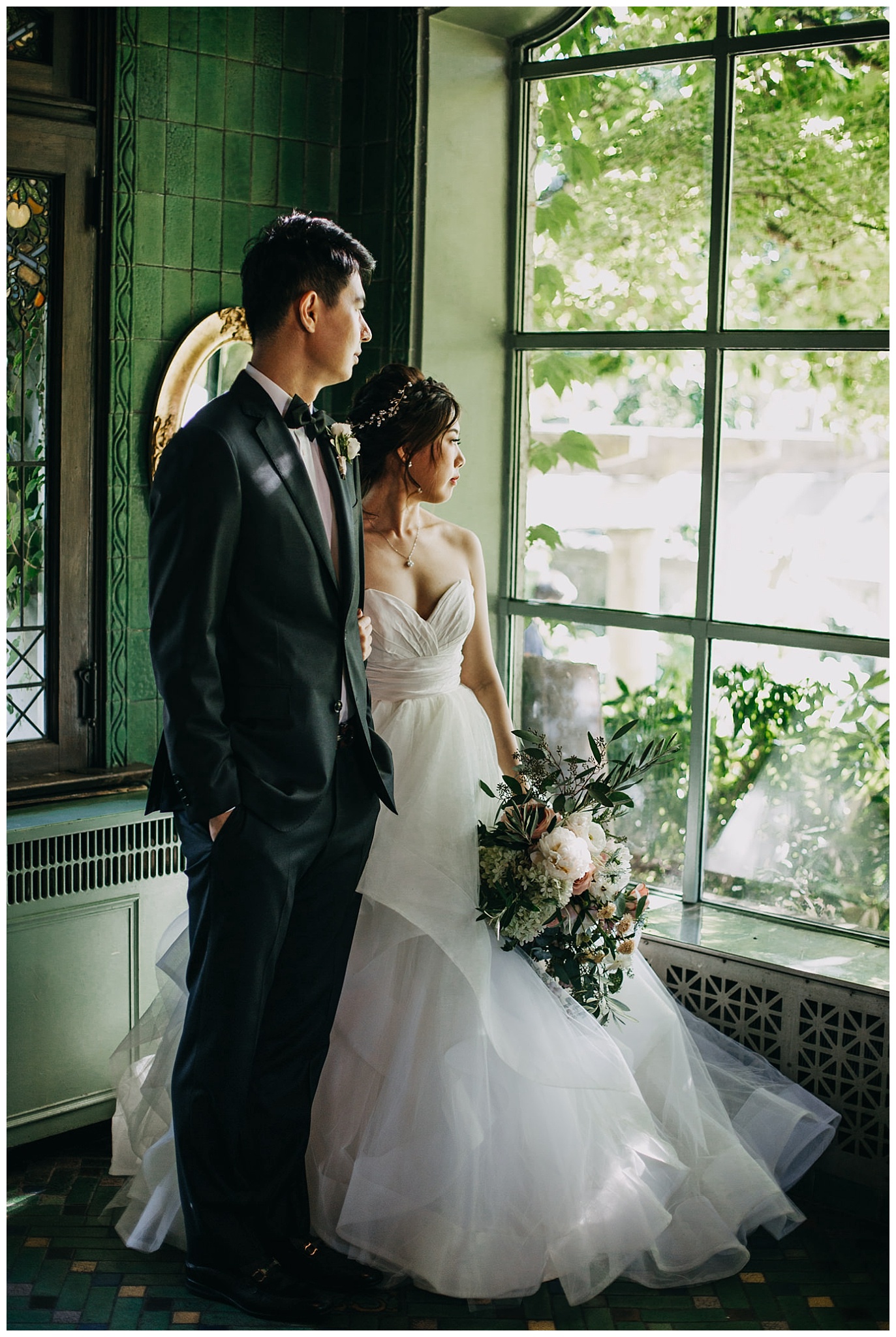 bride and groom moody portrait at hycroft manor wedding