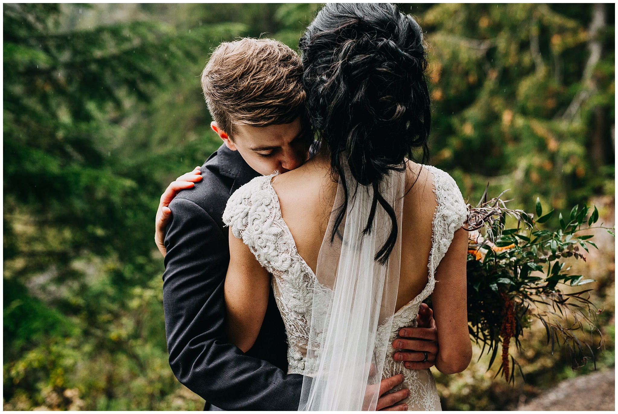 bride and groom intimate portrait at whistler elopement