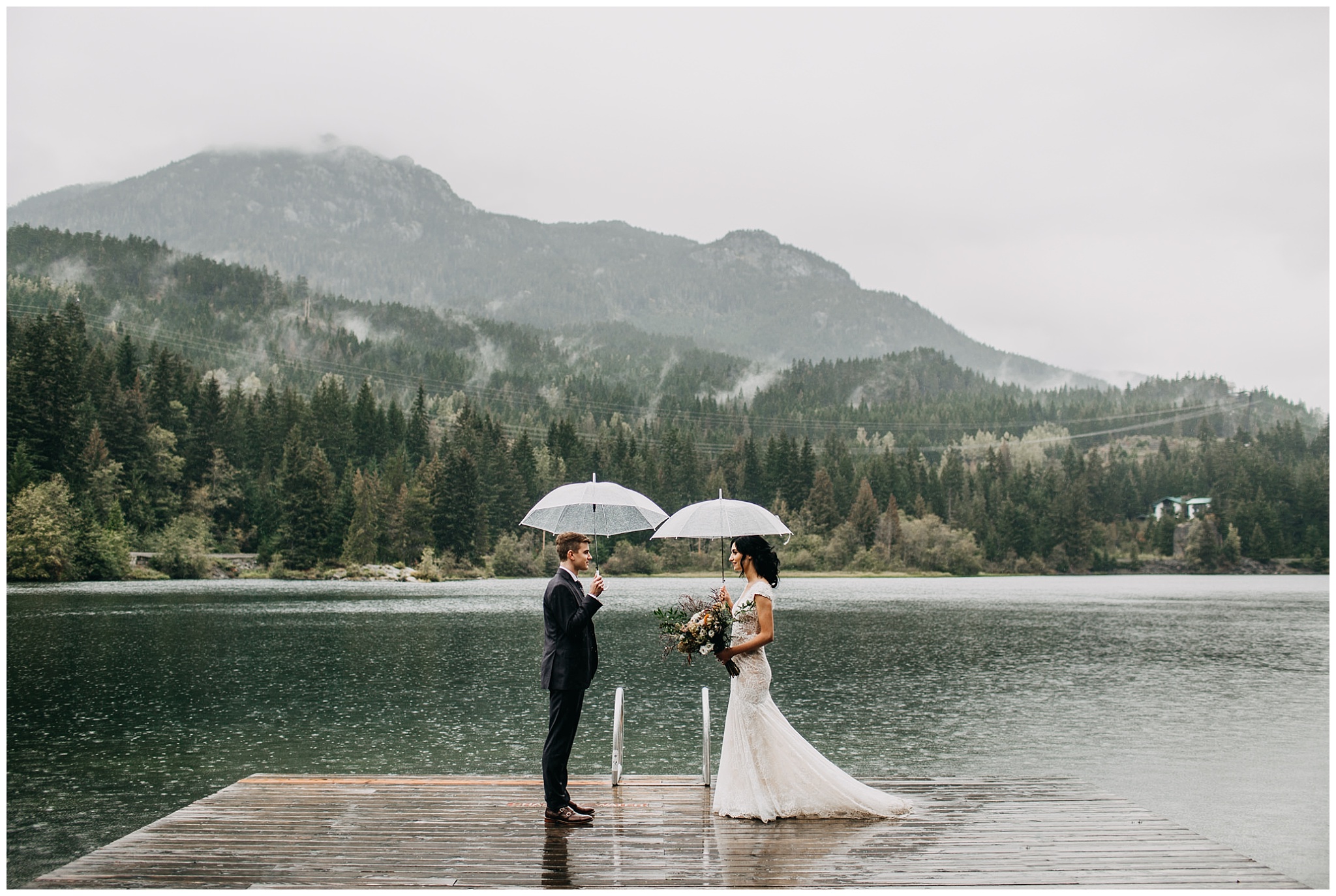 bride and groom portrait at nita lake lodge elopement