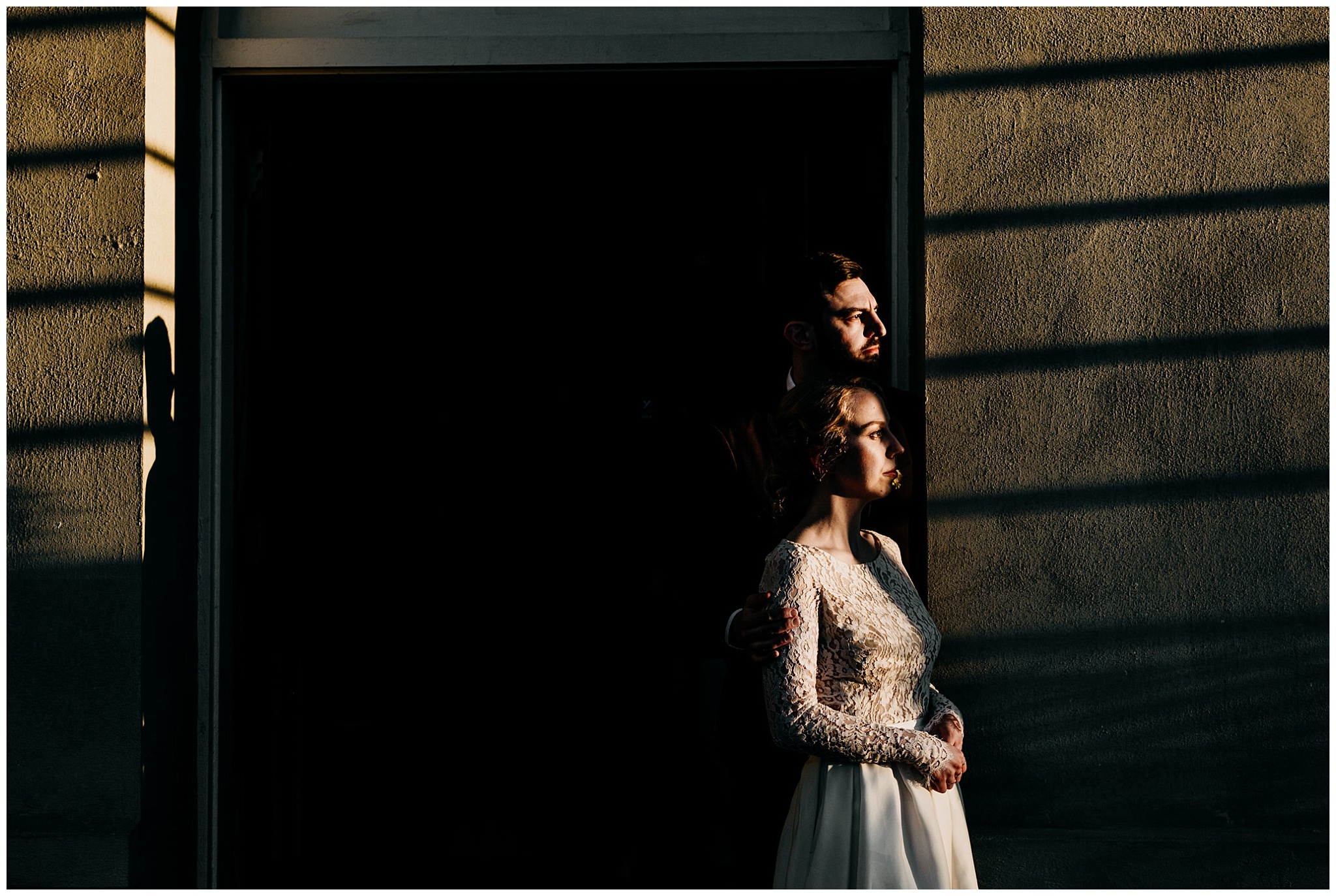 shadow and light bride and groom portrait at hycroft manor