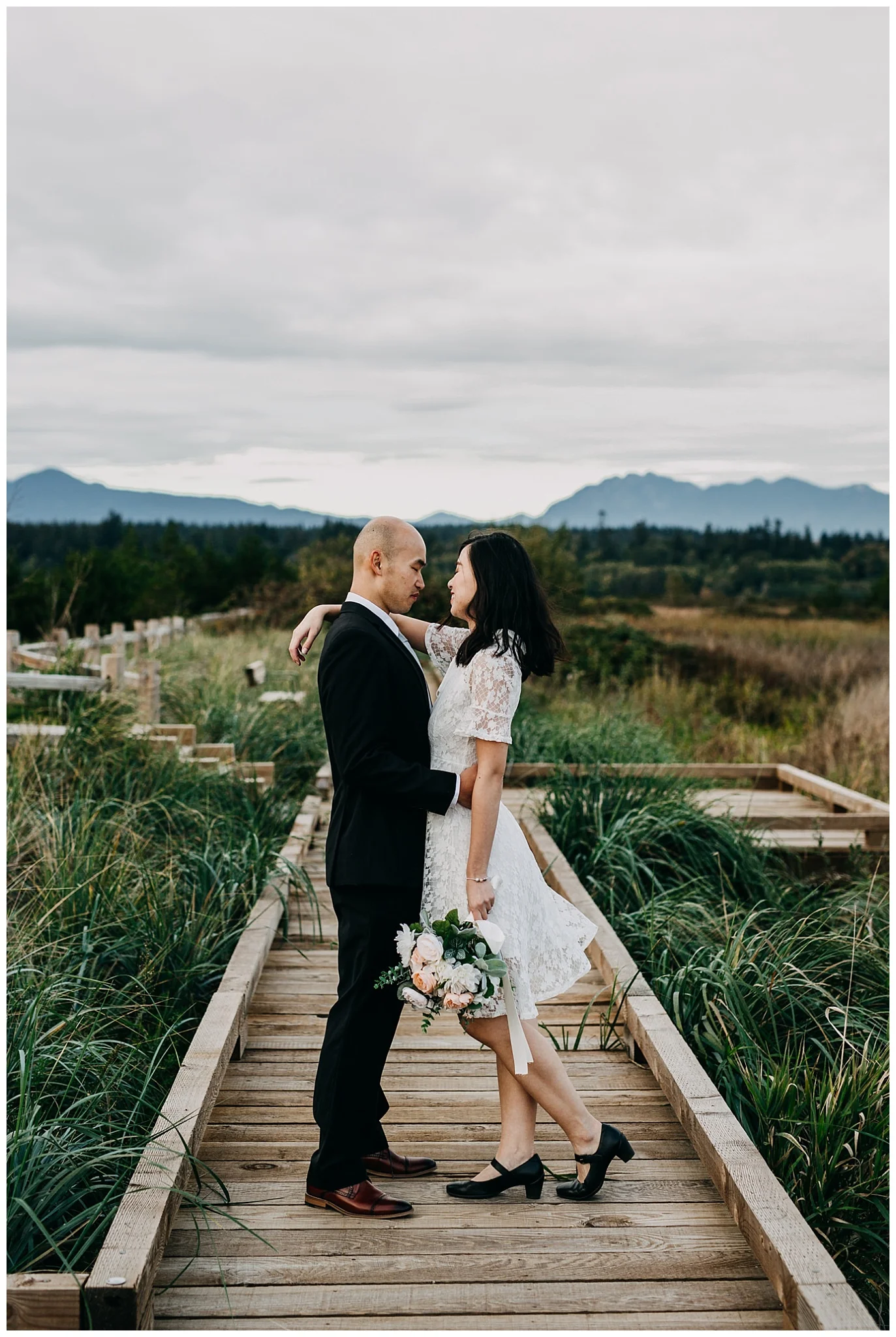 wedding couple portrait at iona beach vancouver
