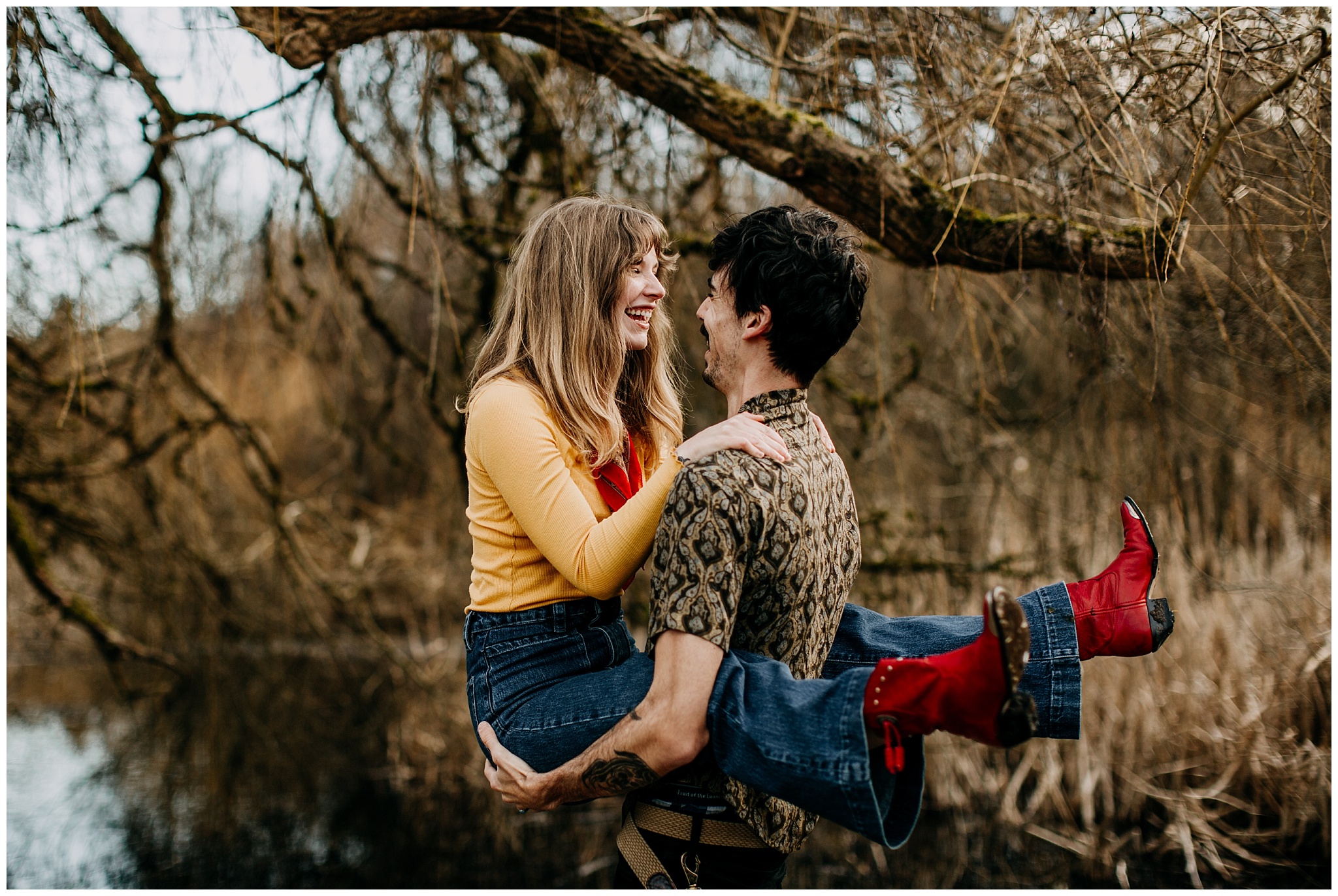goofy couple moment at jericho beach engagement session