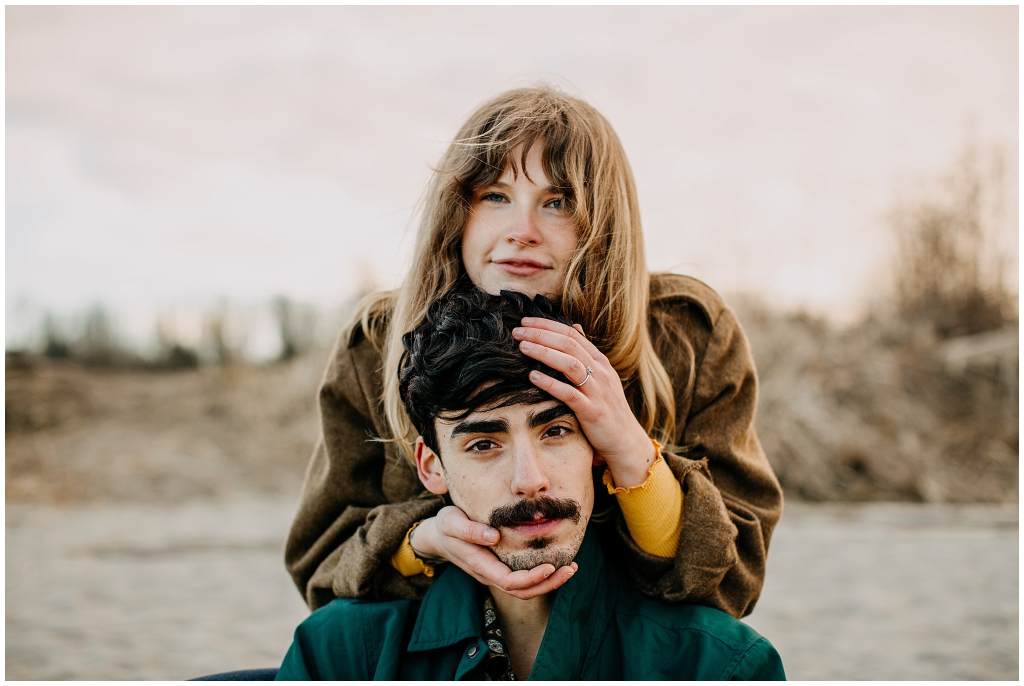 creative couple portrait at jericho beach engagement session