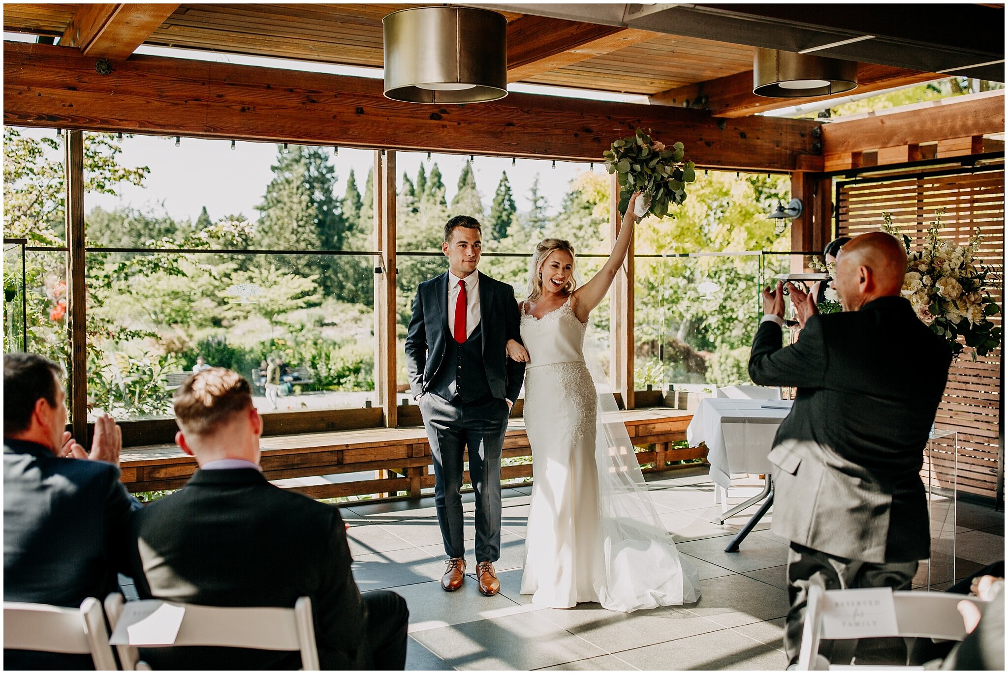 bride and groom announced as husband and wife at shaughnessy restaurant wedding