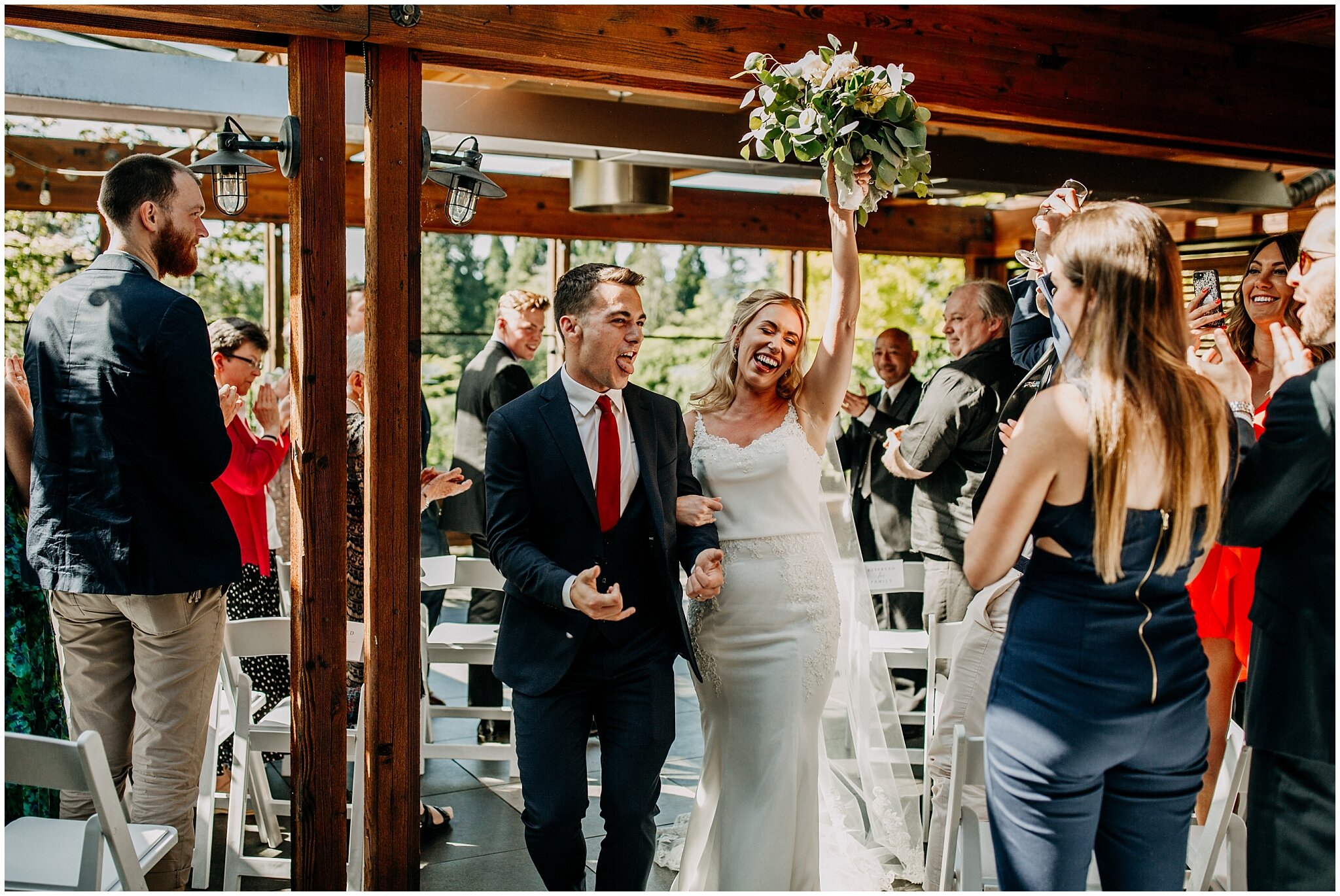 bride and groom ceremony exit at shaughnessy restaurant wedding