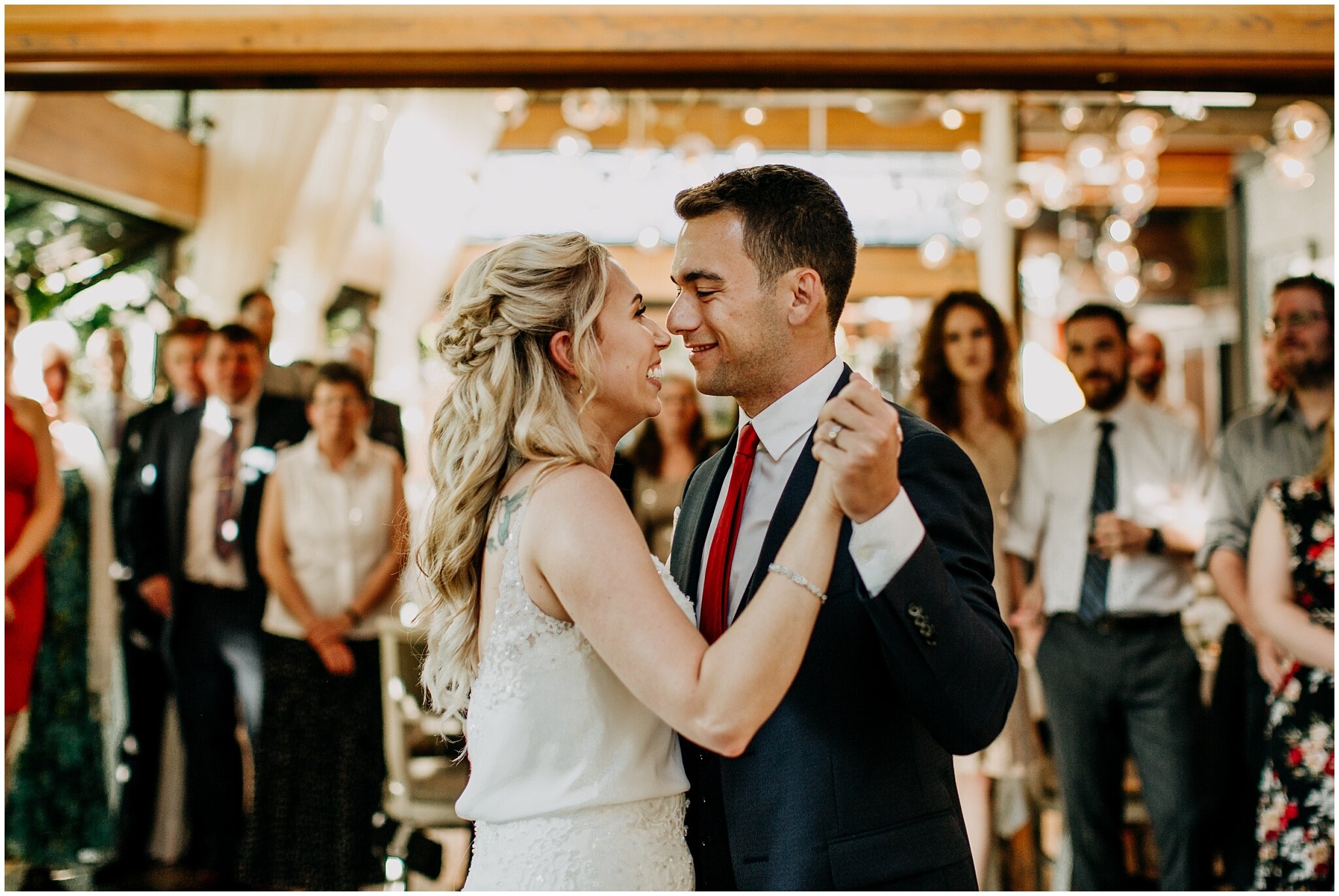 bride and groom first dance candid at shaughnessy restaurant wedding