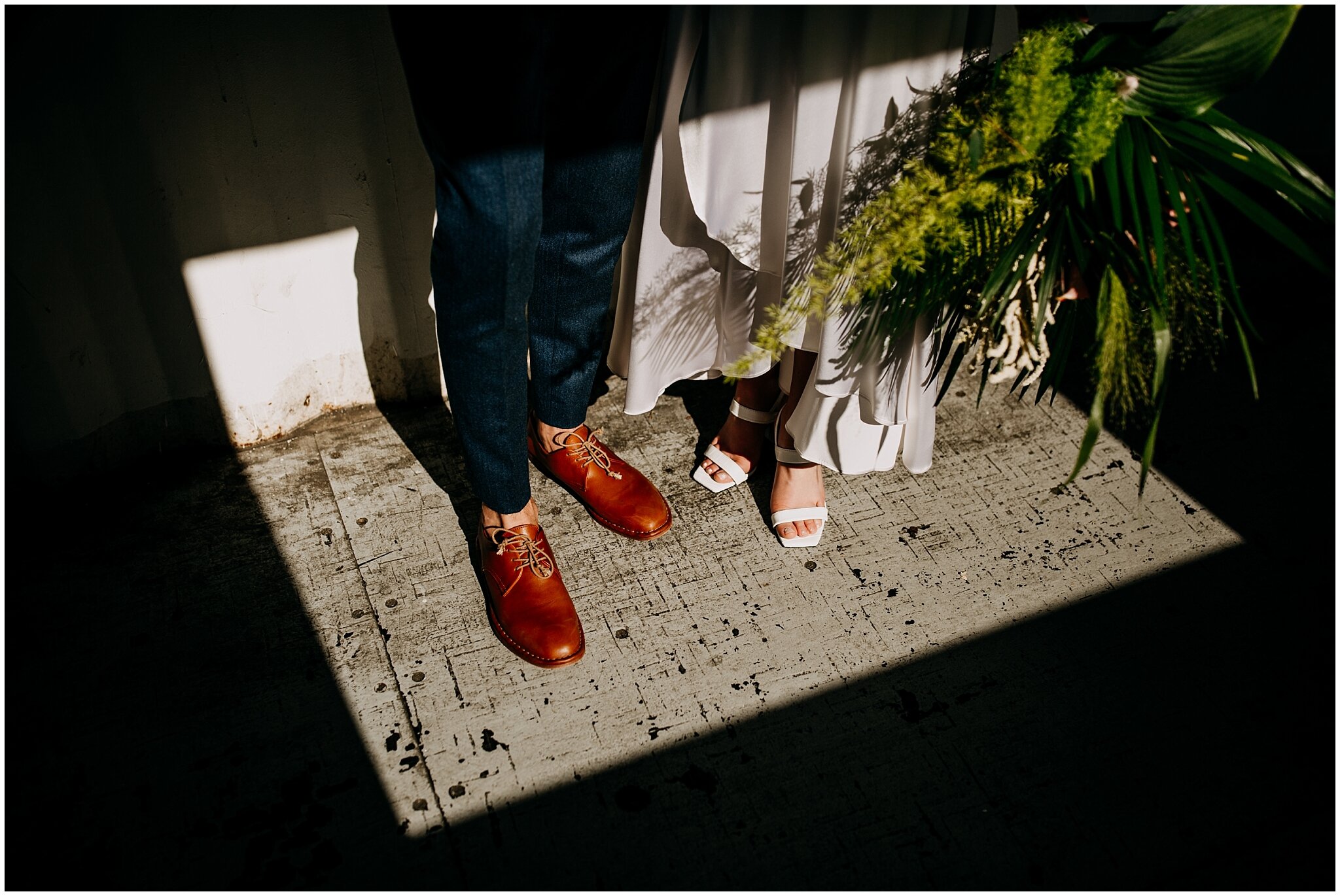 creative bride and groom shoe detail portrait in vancouver