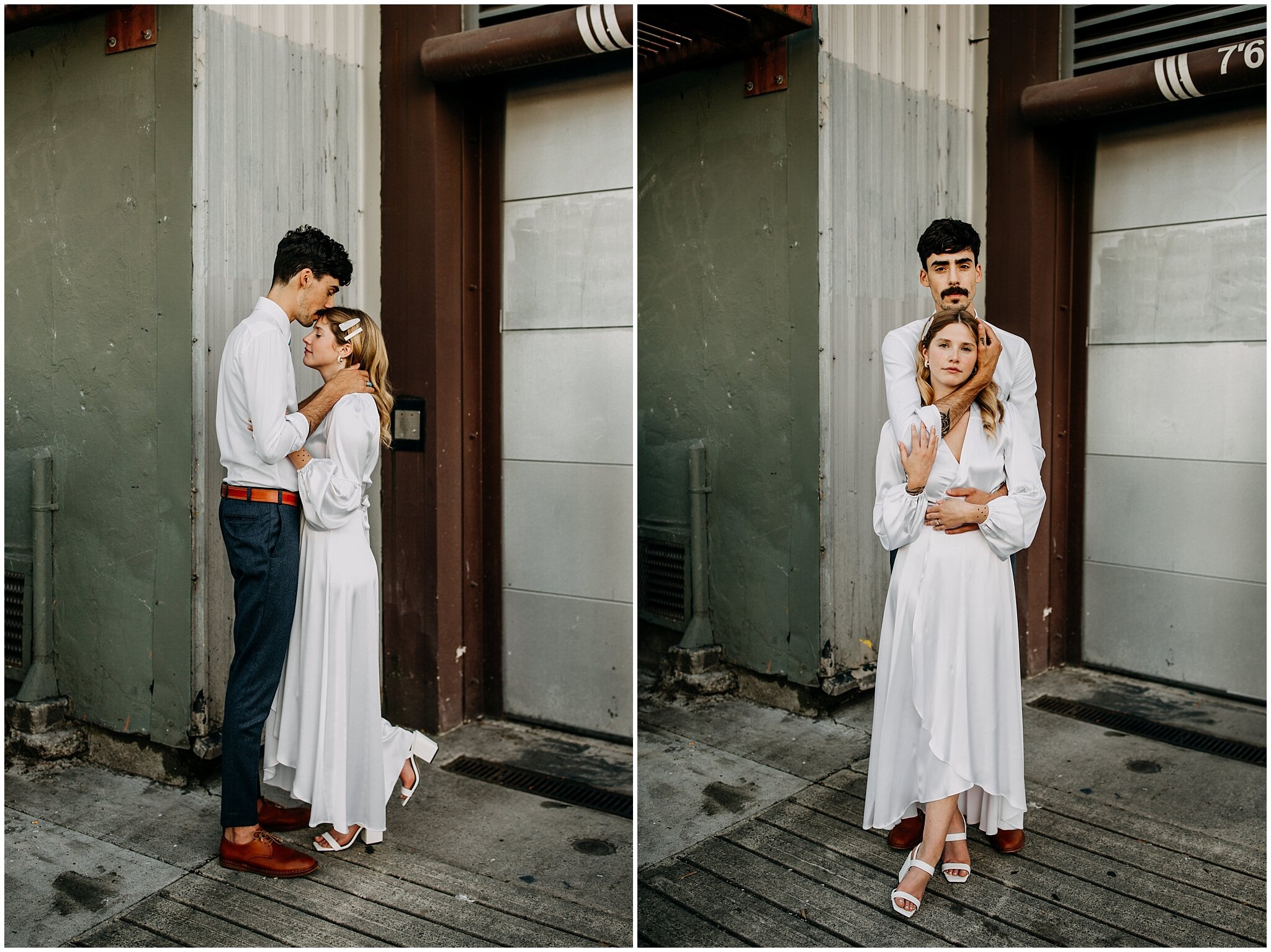 bride and groom portrait around the city in vancouver